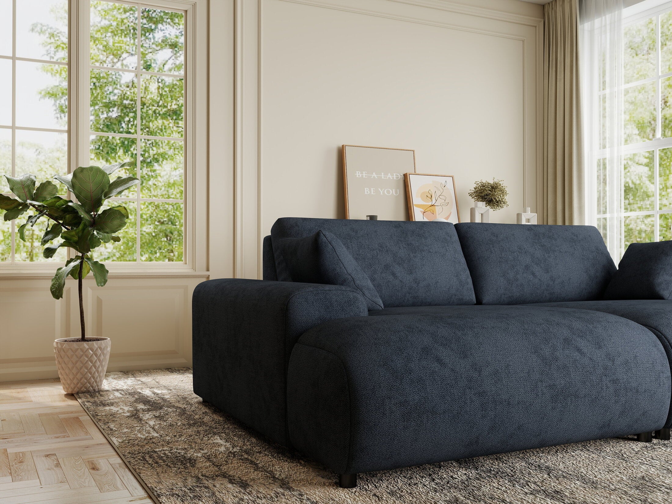 Canapea dumonde cu sezut confortabil din spuma HR, Hudson Enjoy Antracit 237x144 cm