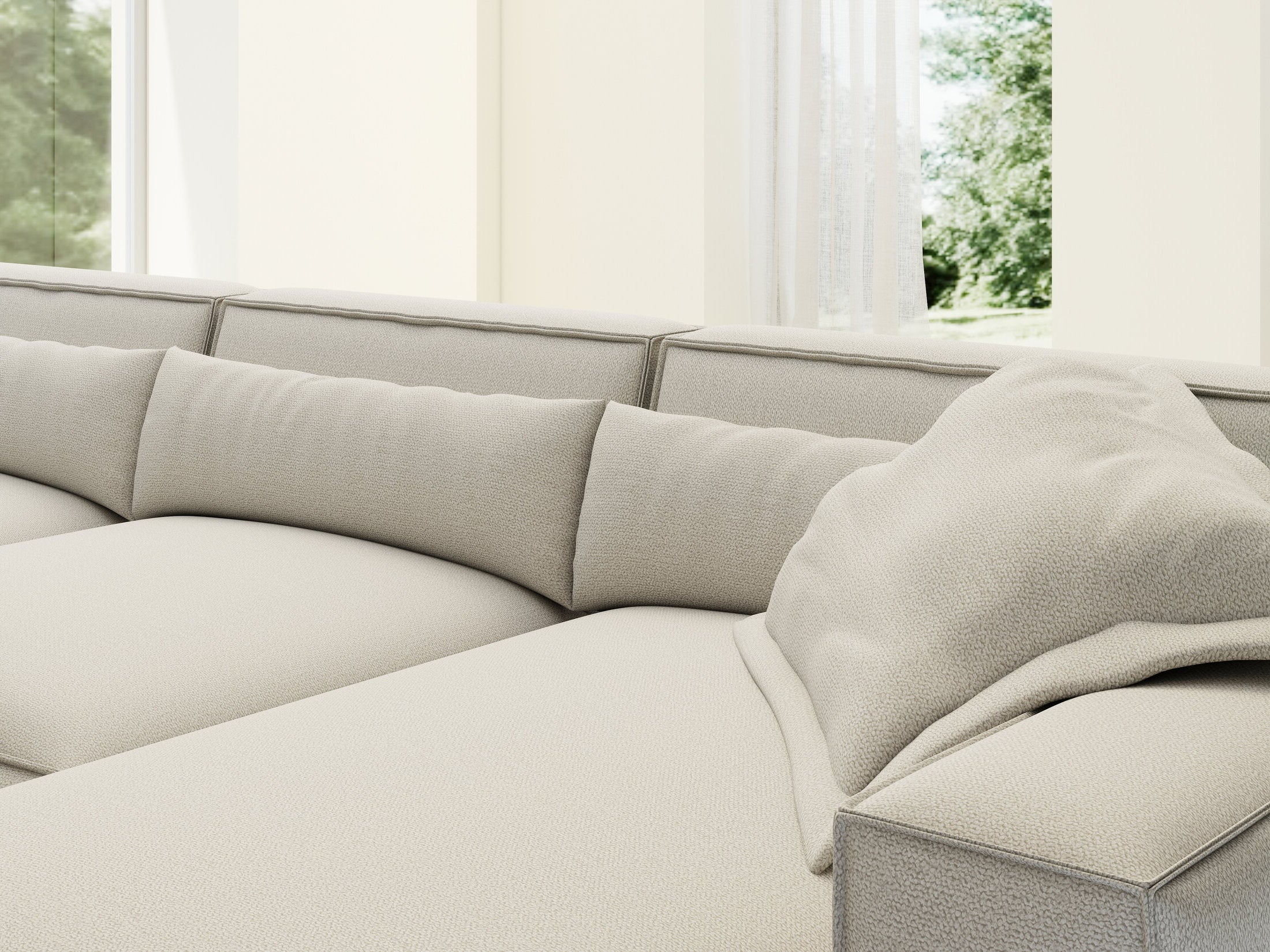 Colțar dumonde cu sezut confortabil din spuma HR, Marvelo XL Enjoy Bej 366x175 cm II