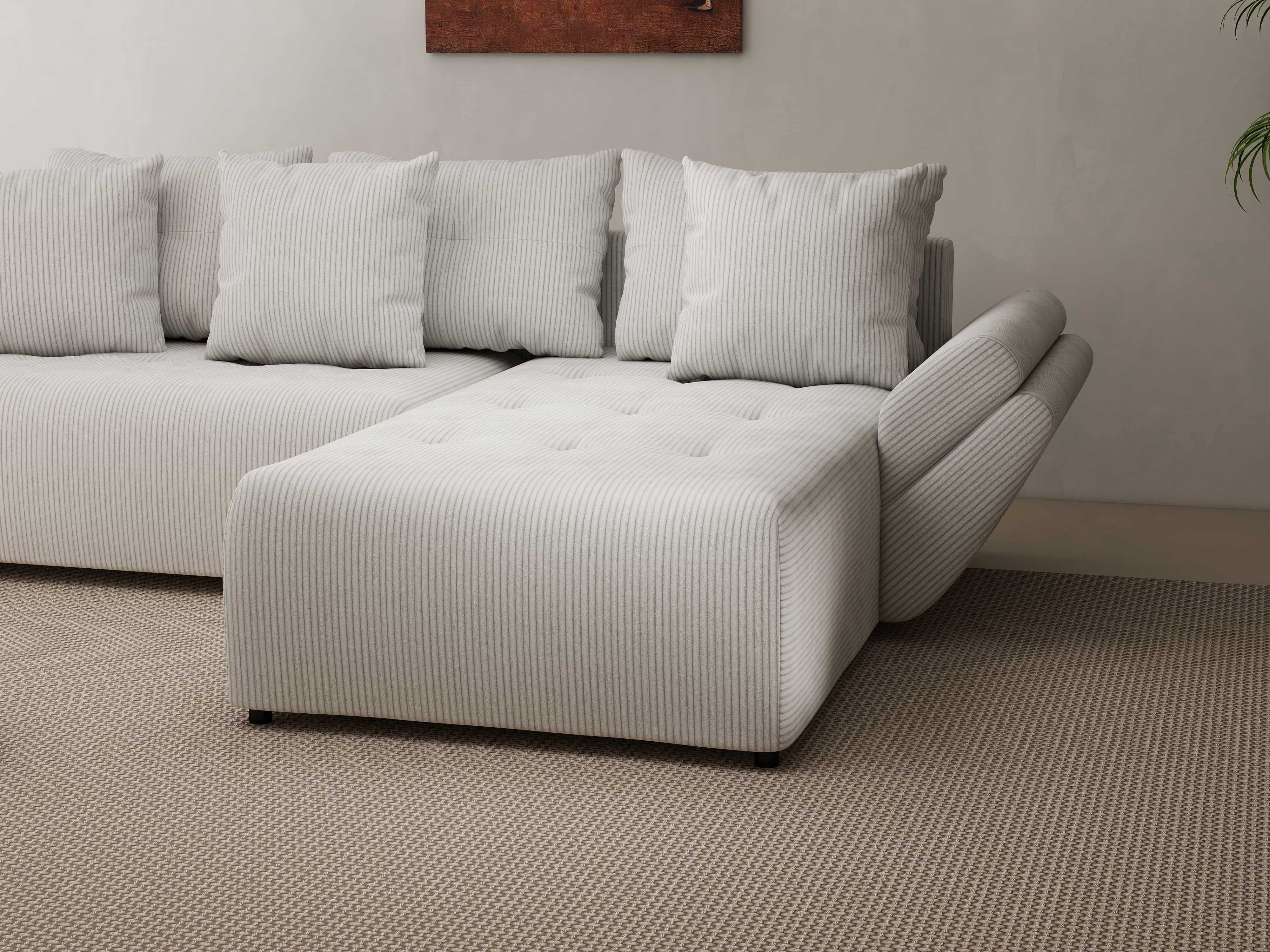 Colțar extensibil dumonde cu ladă de depozitare si sezut confortabil din spuma HR, Berlin Zoom Pearl 280x185 cm II Fabrica