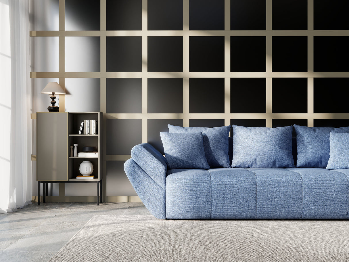 Canapea extensibilă dumonde cu ladă de depozitare si sezut confortabil din spuma HR, Berlin Blue 250x100 cm Fabrica