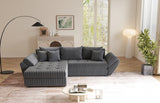 Colțar extensibil dumonde cu ladă de depozitare si sezut confortabil din spuma HR, Loana Gri Ambience 270x185 cm Fabrica