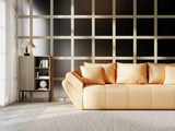 Canapea extensibilă dumonde cu ladă de depozitare si sezut confortabil din spuma HR, Berlin Mango 250x100 cm Fabrica