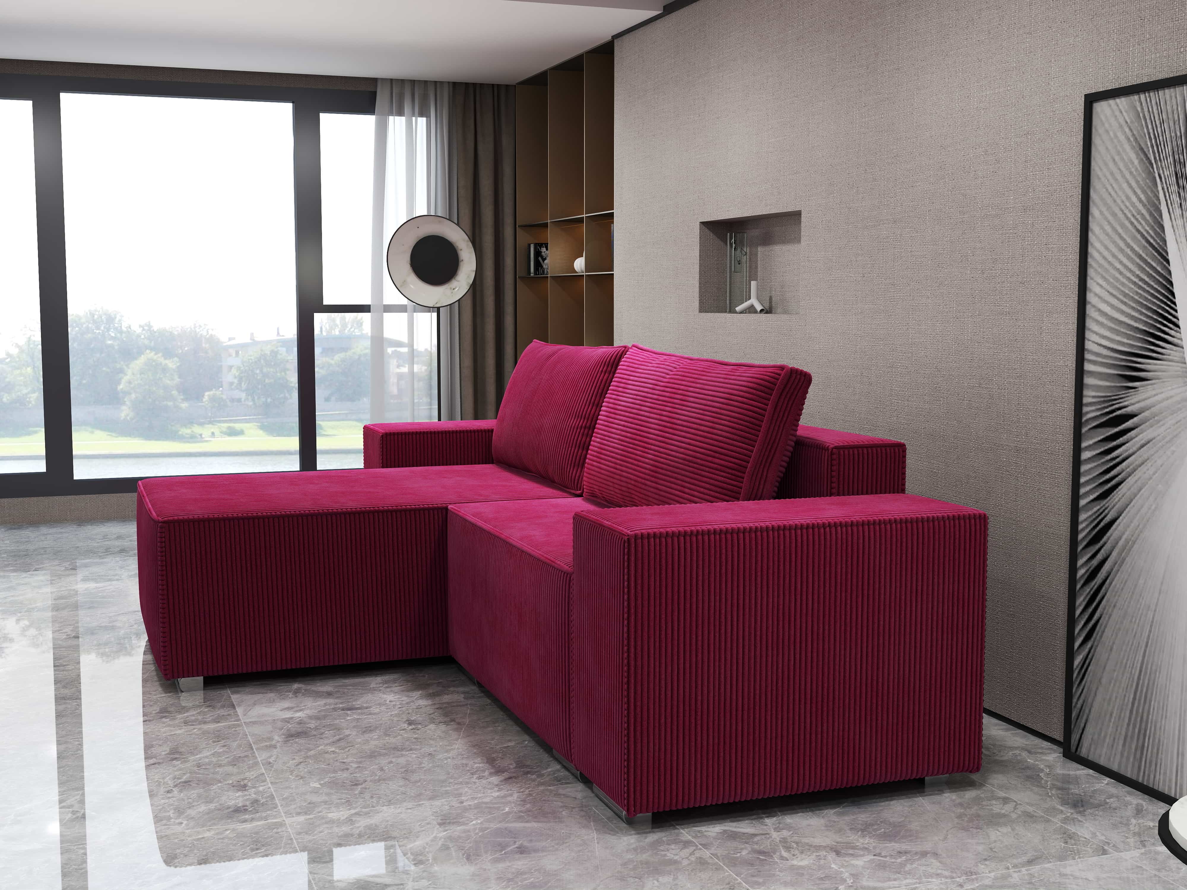 Colțar extensibil dumonde cu ladă de depozitare si sezut confortabil din spuma HR, Dream Zoom Rosu 290x185 cm Fabrica