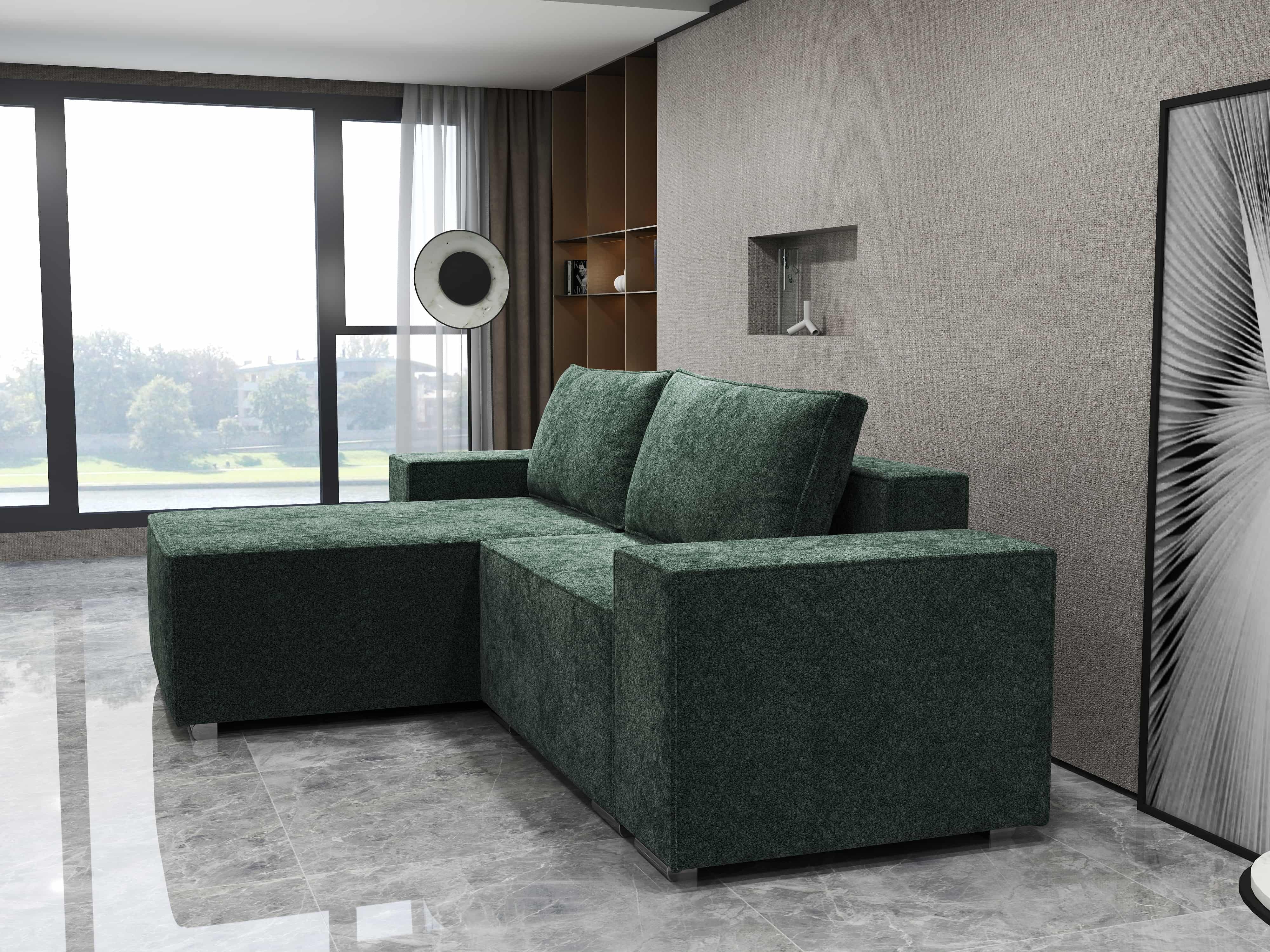 Colțar extensibil dumonde cu ladă de depozitare si sezut confortabil din spuma HR, Dream Euphoria Verde 290x185 cm Fabrica