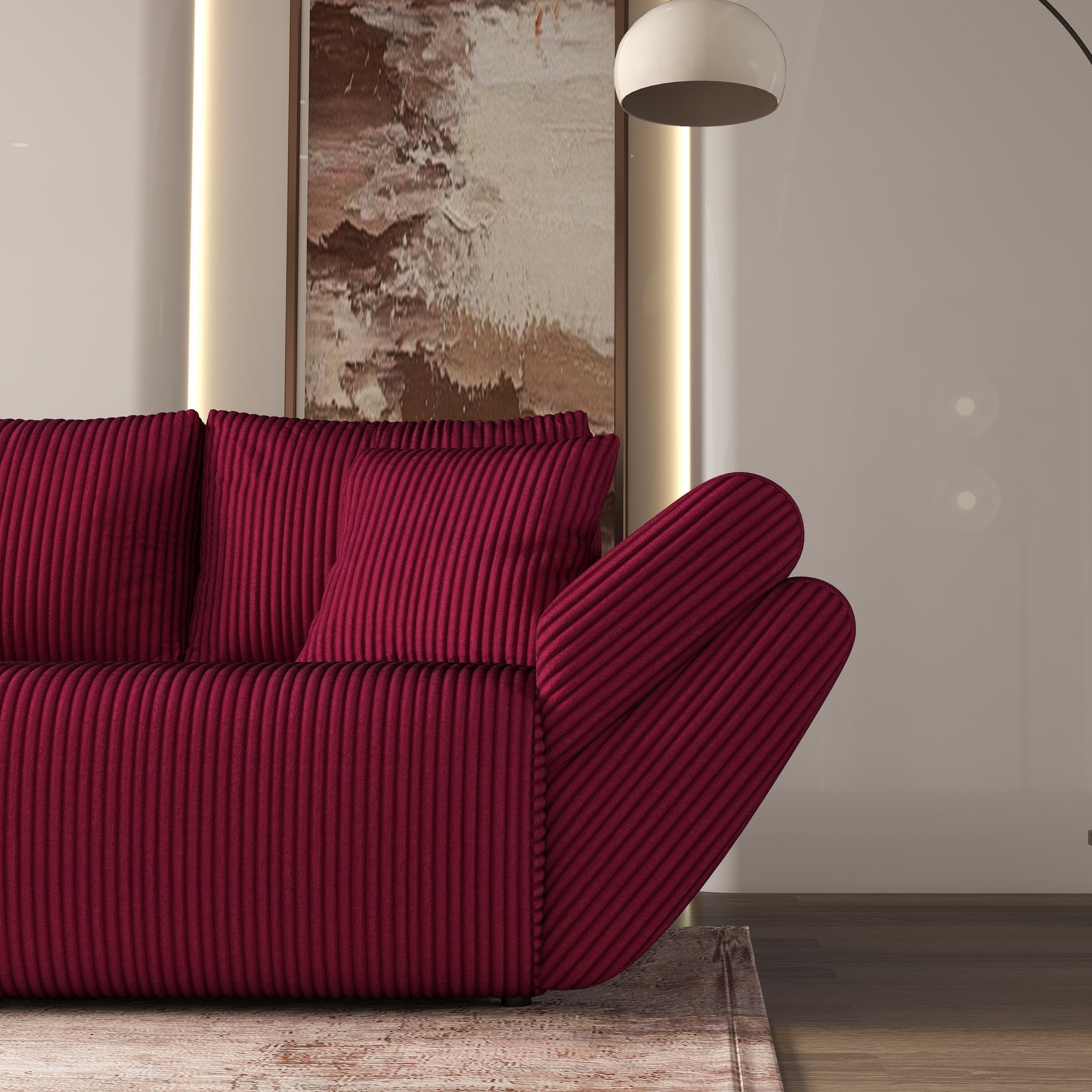 Canapea extensibilă dumonde cu ladă de depozitare si sezut confortabil din spuma HR, Berlin Zoom Red 300x100 cm Fabrica