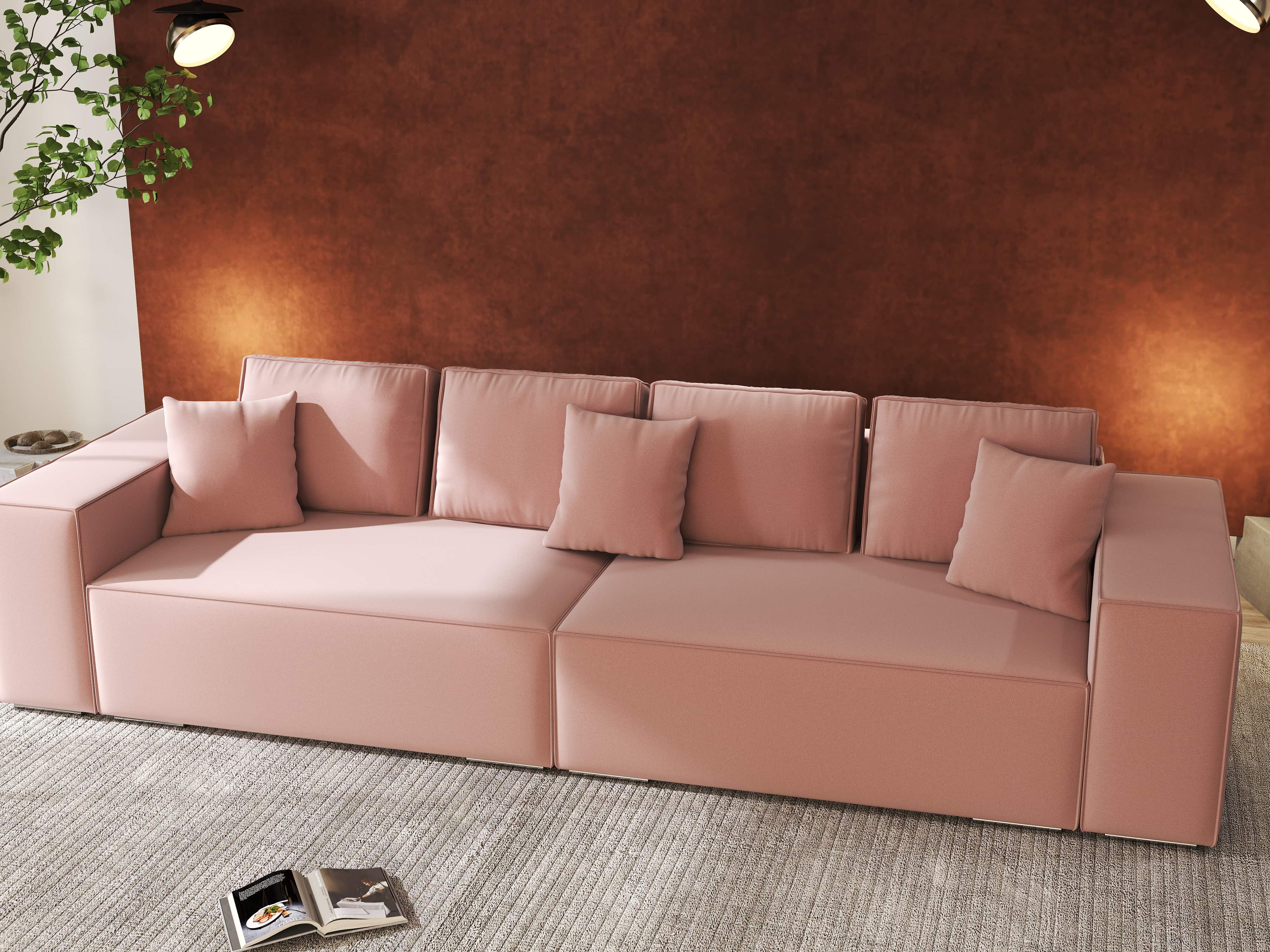 Canapea extensibilă dumonde cu ladă de depozitare si sezut confortabil din spuma HR, Dream Royal Roz 310x100 cm Fabrica