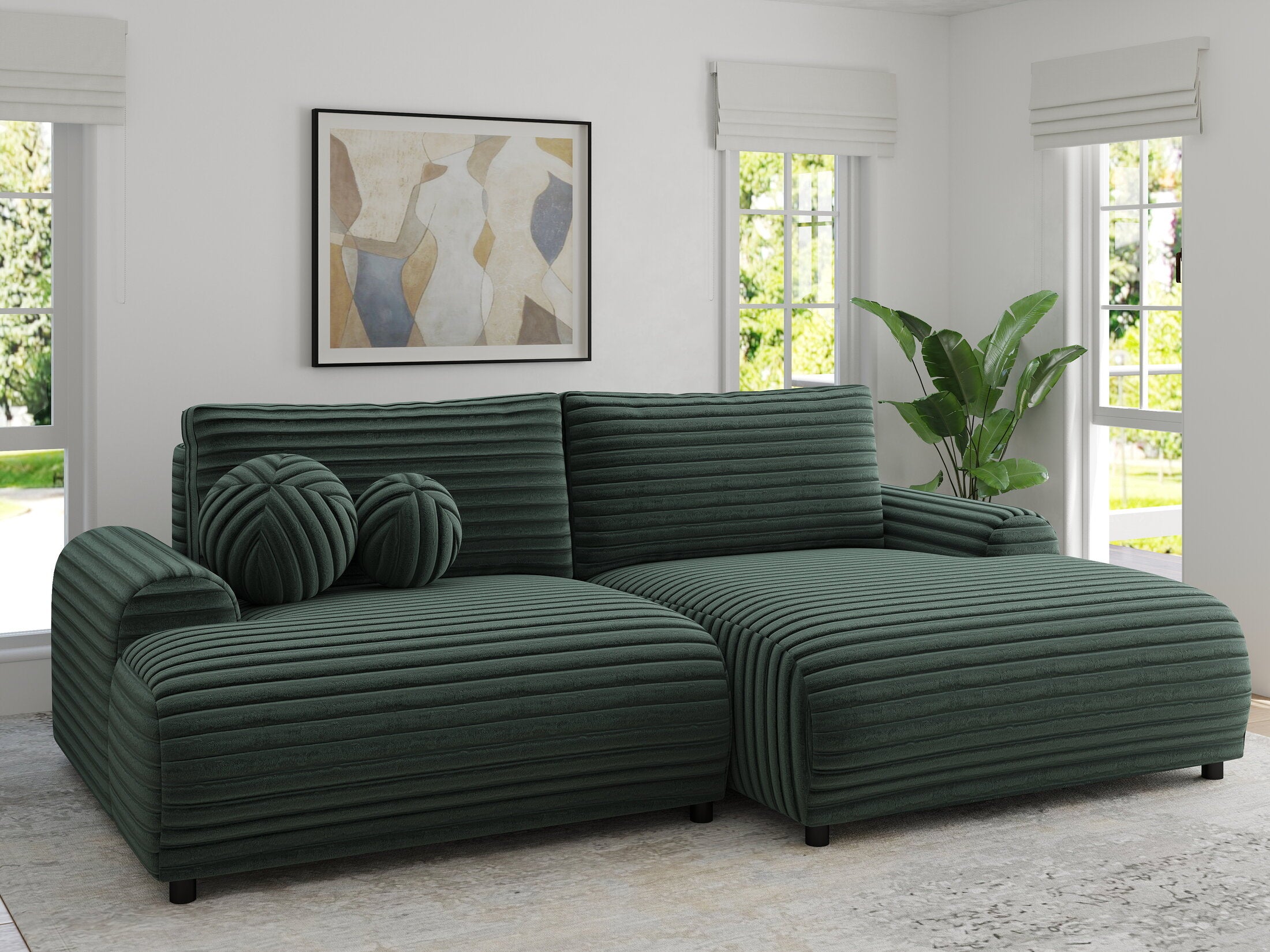 Colțar extensibil dumonde cu ladă de depozitare și șezut confortabil din spumă HR, Carlo Ambience Verde 240x145 cm II