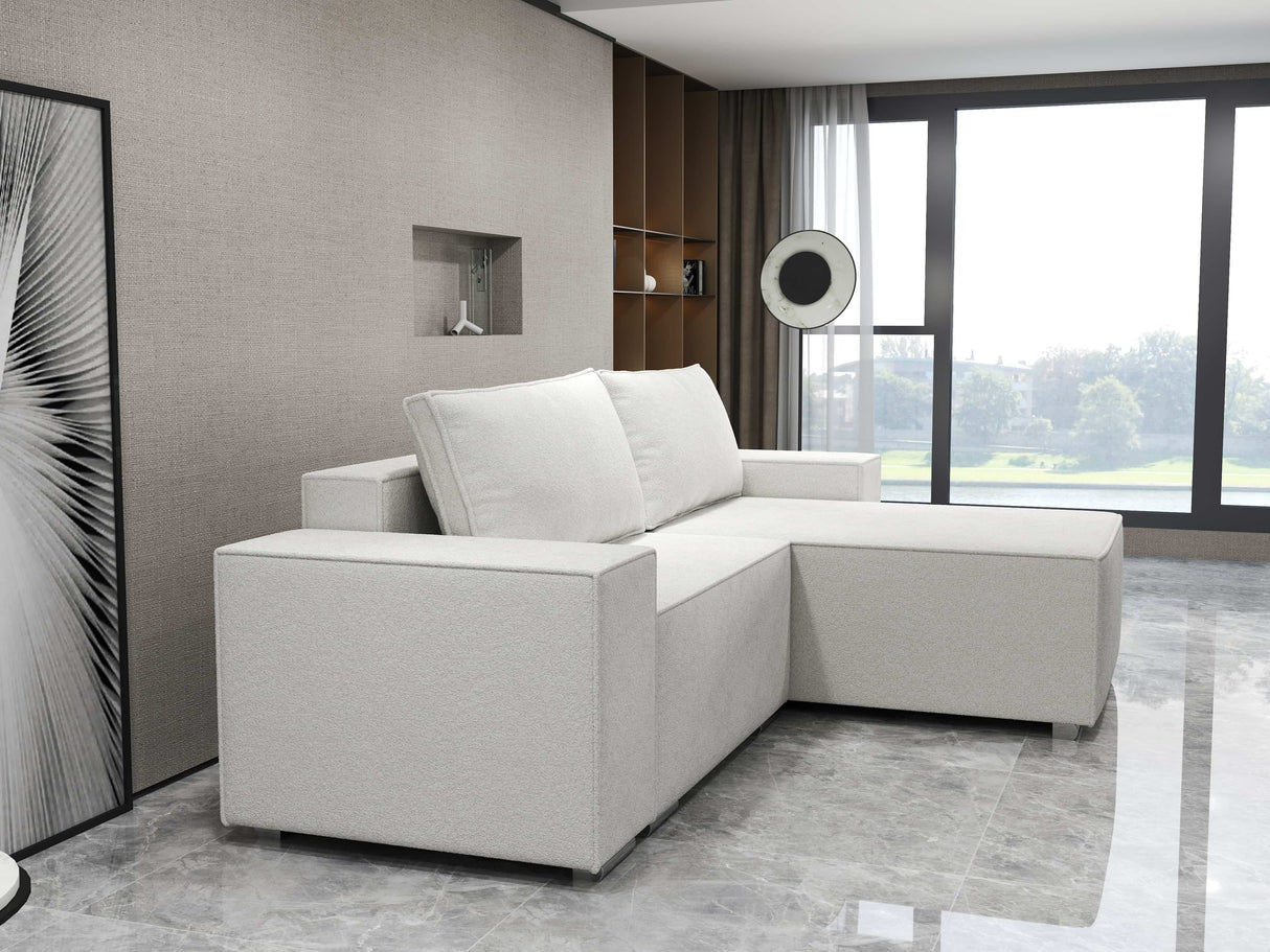 Colțar extensibil dumonde cu ladă de depozitare si sezut confortabil din spuma HR, Dream Euphoria Alb 290x185 cm II Fabrica
