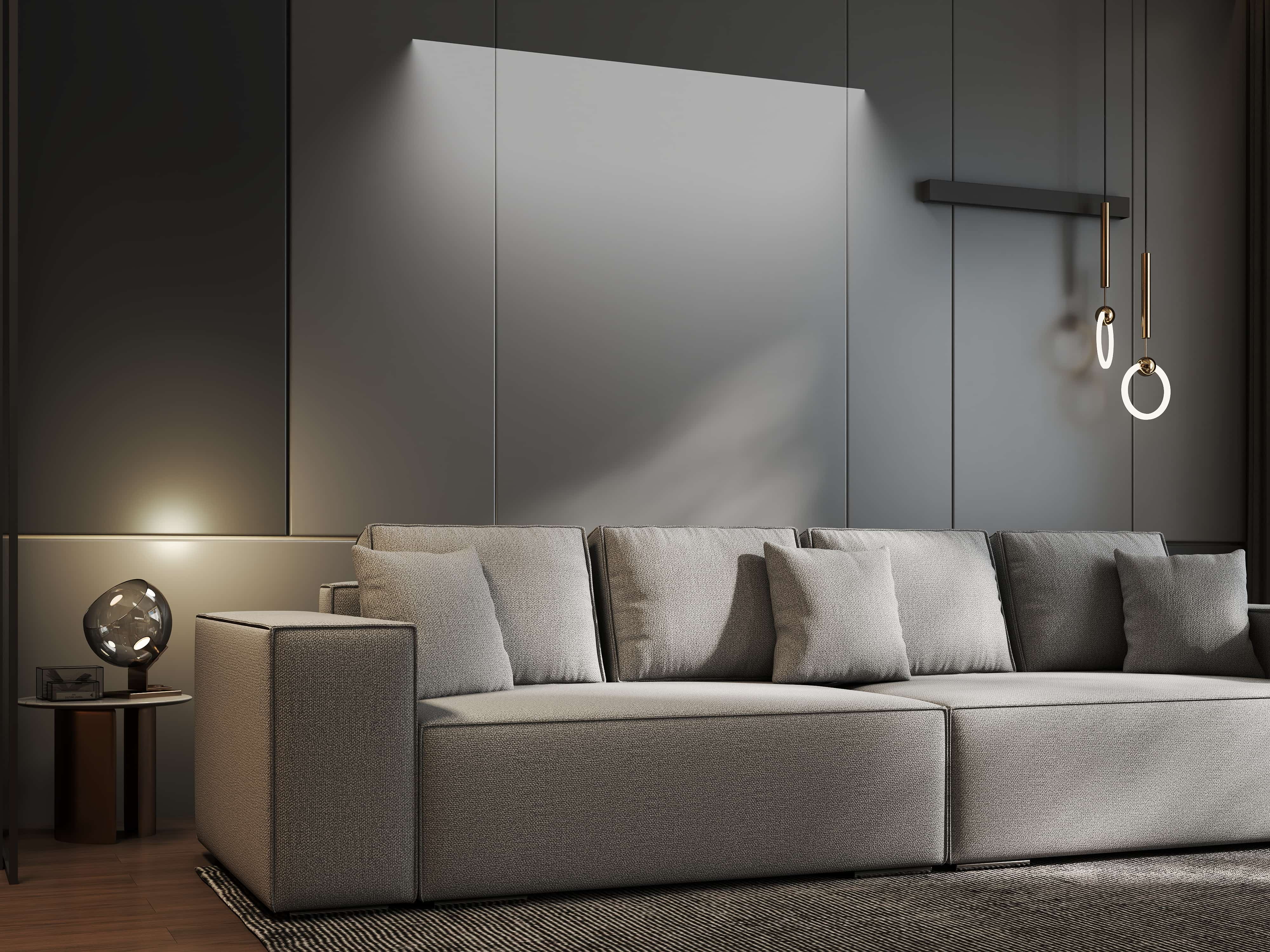 Canapea extensibilă dumonde cu ladă de depozitare si sezut confortabil din spuma HR, Dream Enjoy Gri 310x100 cm Fabrica