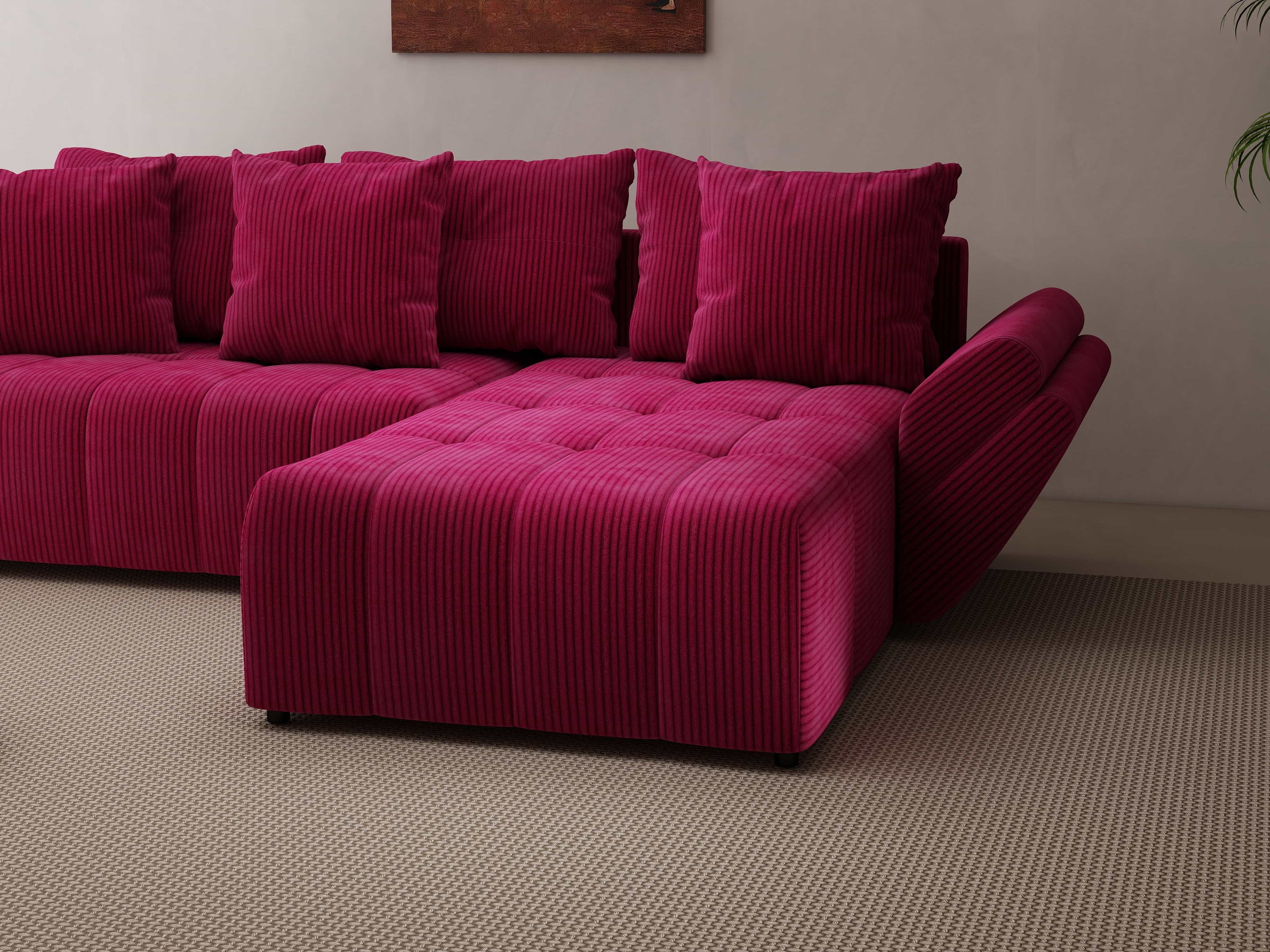 Colțar extensibil dumonde cu ladă de depozitare si sezut confortabil din spuma HR, Berlin Zoom Bordeaux 280x185 cm II Fabrica