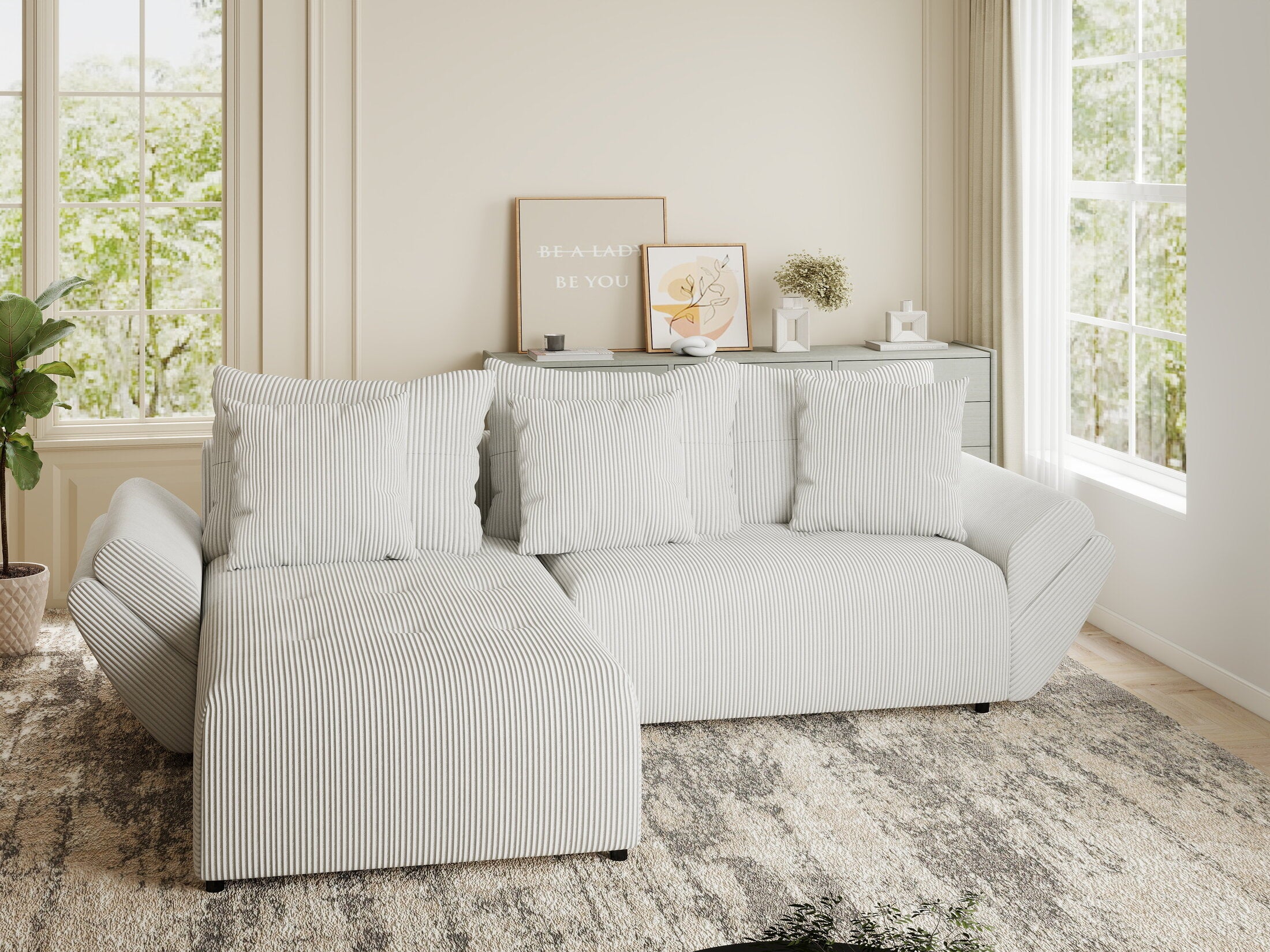 Colțar extensibil dumonde cu ladă de depozitare si sezut confortabil din spuma HR, Berlin Zoom Gri 280x185 cm