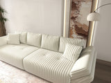Canapea extensibilă dumonde cu ladă de depozitare si sezut confortabil din spuma HR, Berlin Ambience White 300x100 cm Fabrica