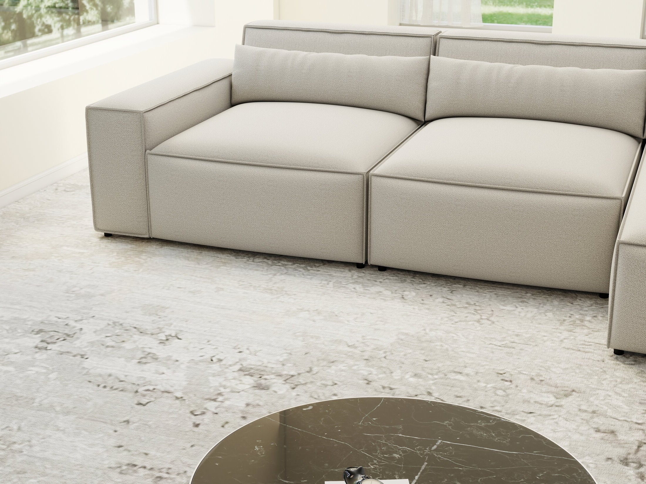 Colțar dumonde cu sezut confortabil din spuma HR, Marvelo XL Enjoy Bej 366x175 cm II