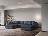 Colțar extensibil dumonde cu ladă de depozitare si sezut confortabil din spuma HR, Loana Grey U 355x185 cm Fabrica
