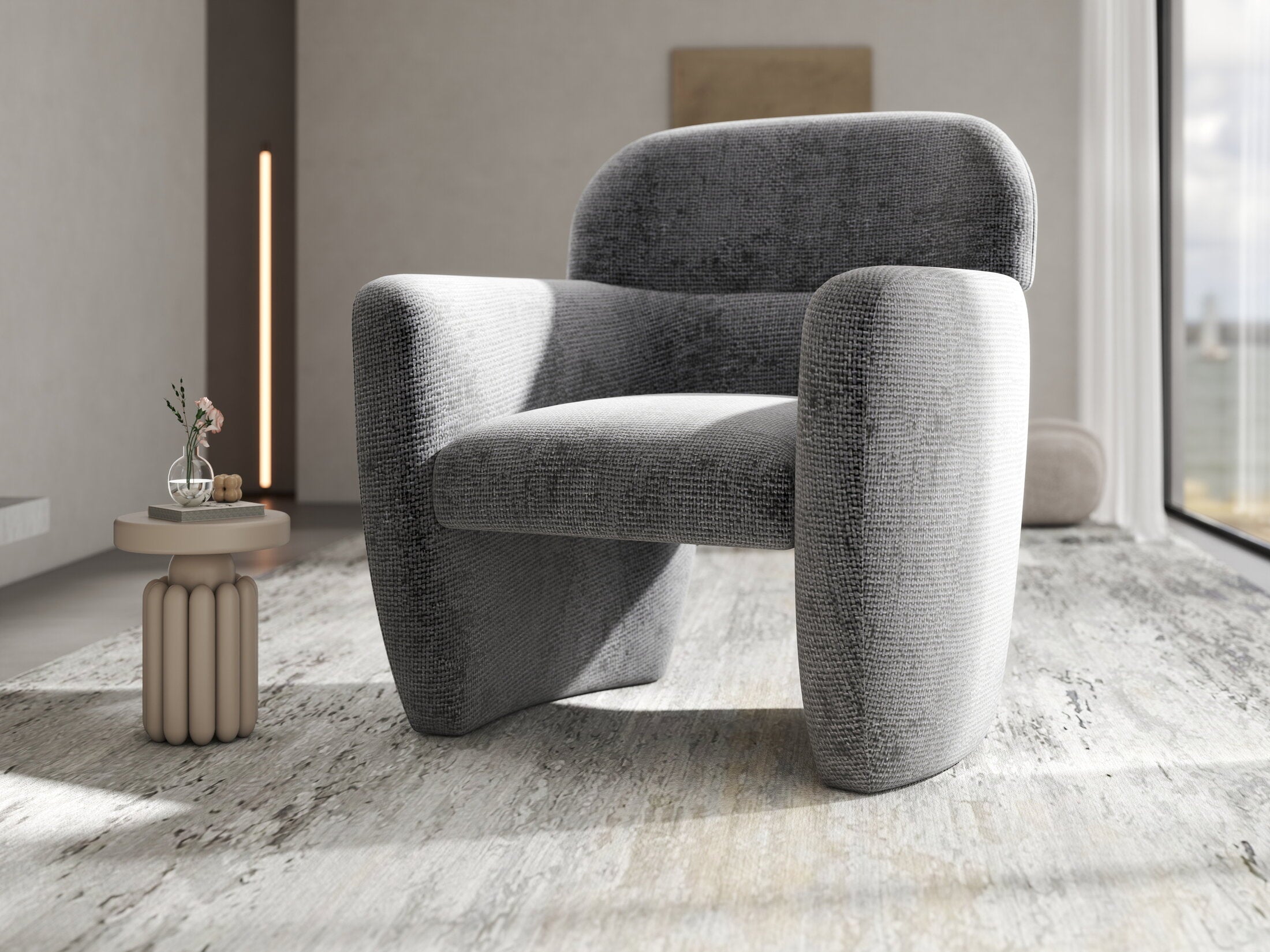 Fotoliu dumonde tapitat Gri modern Mirello 75x70cm