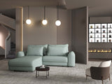 Colțar extensibil dumonde cu ladă de depozitare si sezut confortabil din spuma HR, Denver Enjoy Verde Mint 275x185 cm Fabrica