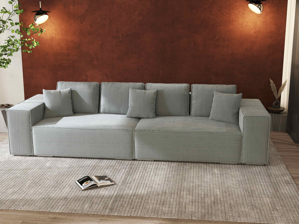 Canapea extensibilă dumonde cu ladă de depozitare si sezut confortabil din spuma HR, Dream Zoom Mint 310x100 cm Fabrica