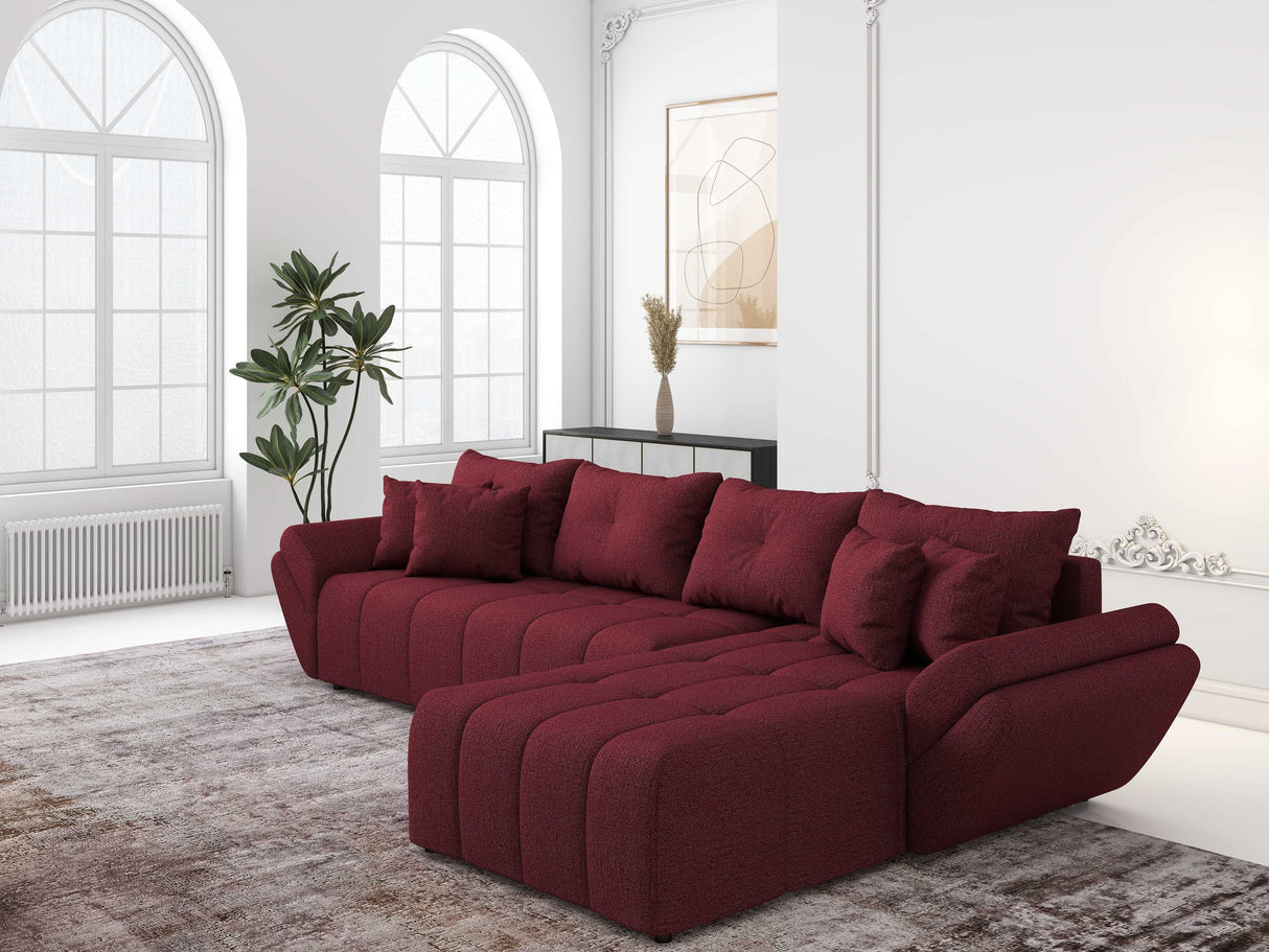 Colțar extensibil dumonde cu ladă de depozitare si sezut confortabil din spuma HR, Berlin XL Enjoy Lux Red 350x185 cm II Fabrica