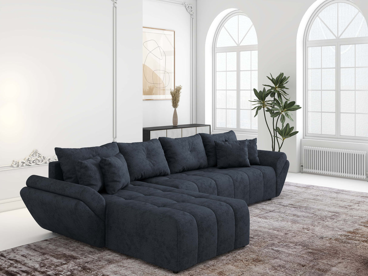 Colțar extensibil dumonde cu ladă de depozitare si sezut confortabil din spuma HR, Berlin XL Enjoy Lux Grey Antracit 350x185 cm Fabrica