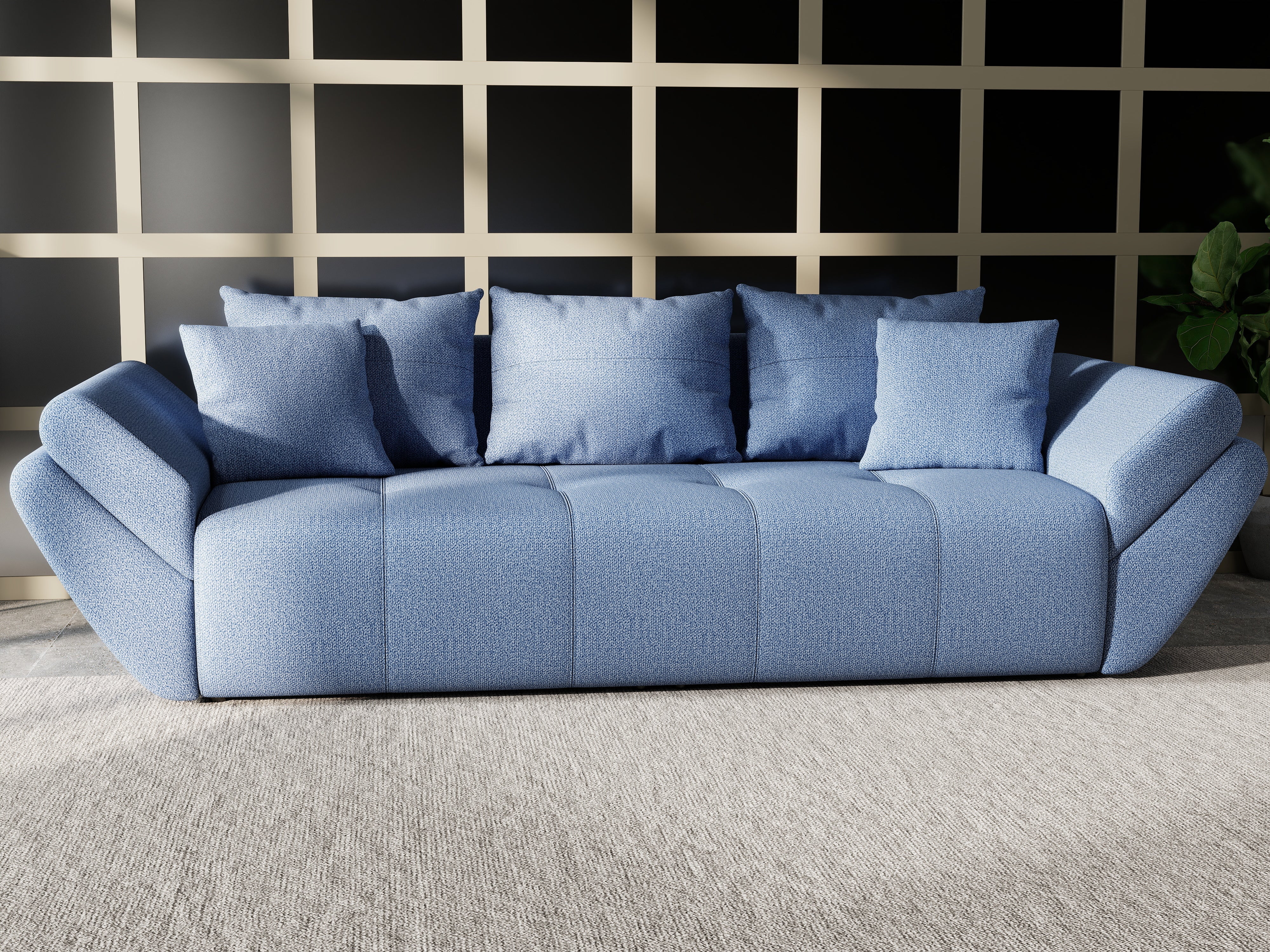 Canapea extensibilă dumonde cu ladă de depozitare si sezut confortabil din spuma HR, Berlin Blue 250x100 cm Fabrica