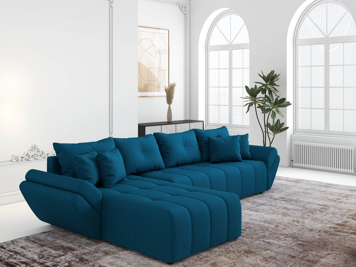 Colțar extensibil dumonde cu ladă de depozitare si sezut confortabil din spuma HR, Berlin XL Enjoy Verde Petrol 350x185 cm Fabrica