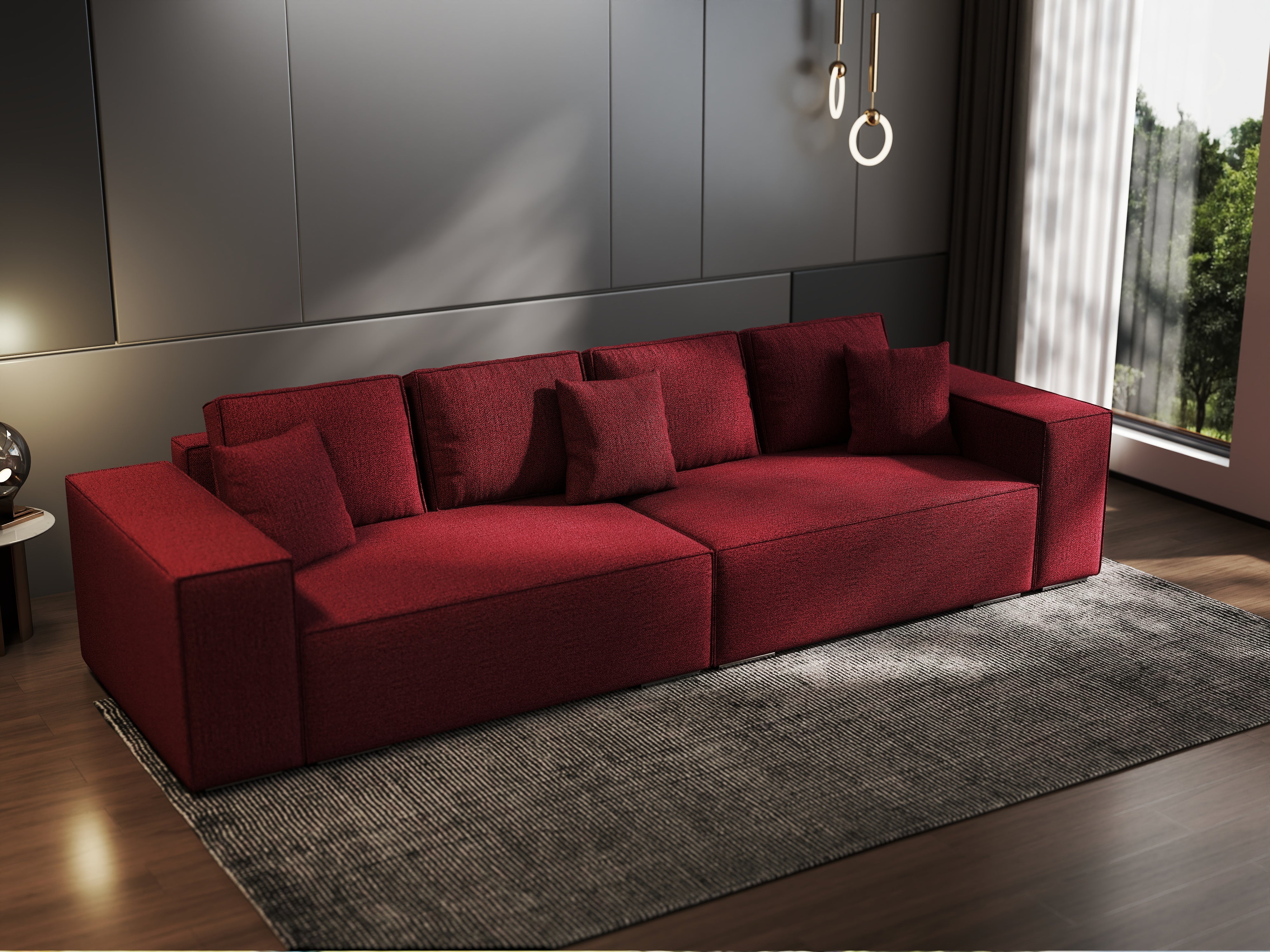 Canapea extensibilă dumonde cu ladă de depozitare si sezut confortabil din spuma HR, Dream Enjoy Rosu 310x100 cm Fabrica