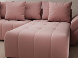 Colțar extensibil dumonde cu ladă de depozitare si sezut confortabil din spuma HR, Berlin Royal Roz 280x185 cm II Fabrica