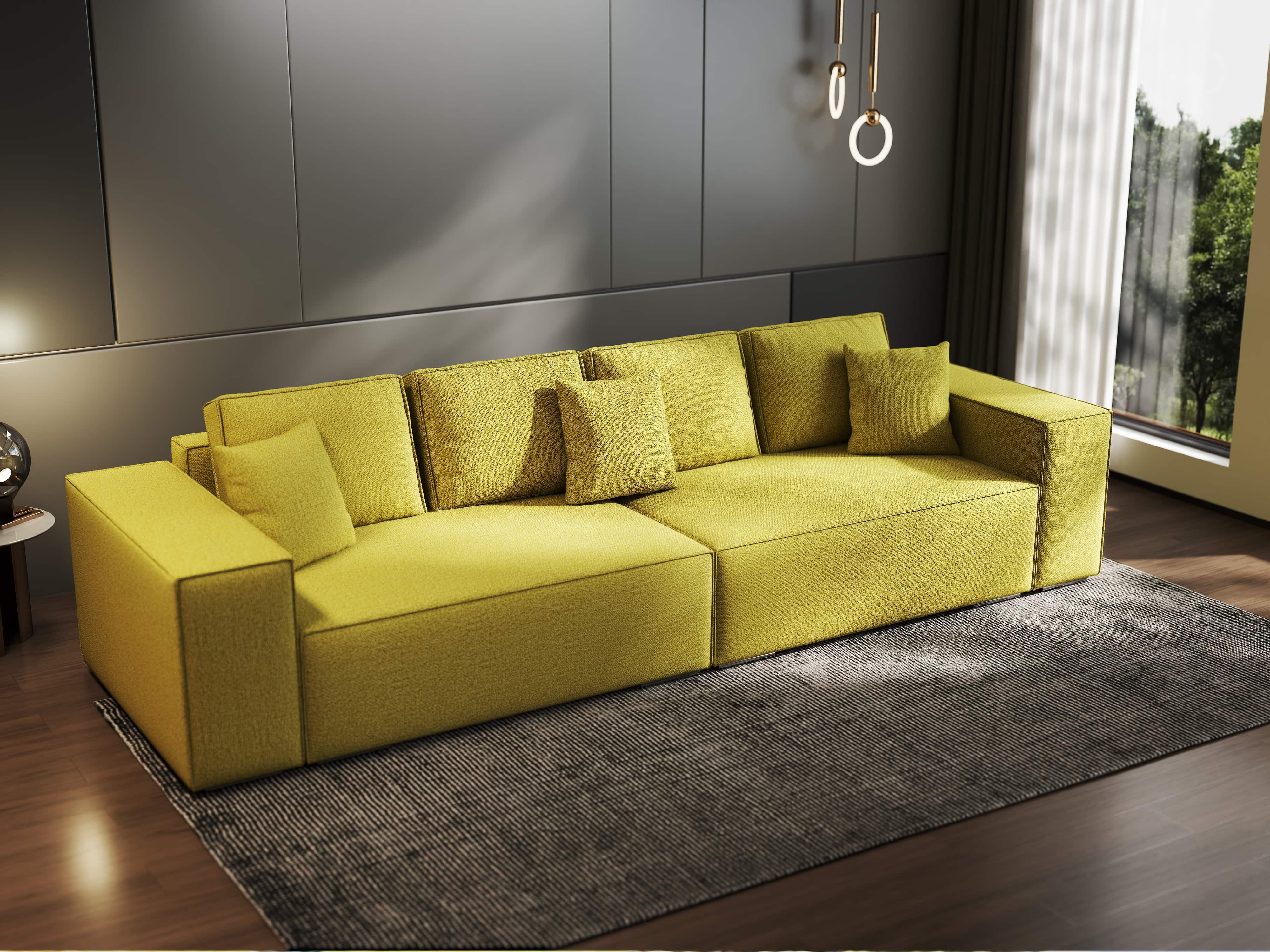 Canapea extensibilă dumonde cu ladă de depozitare si sezut confortabil din spuma HR, Dream Enjoy Verde 310x100 cm Fabrica