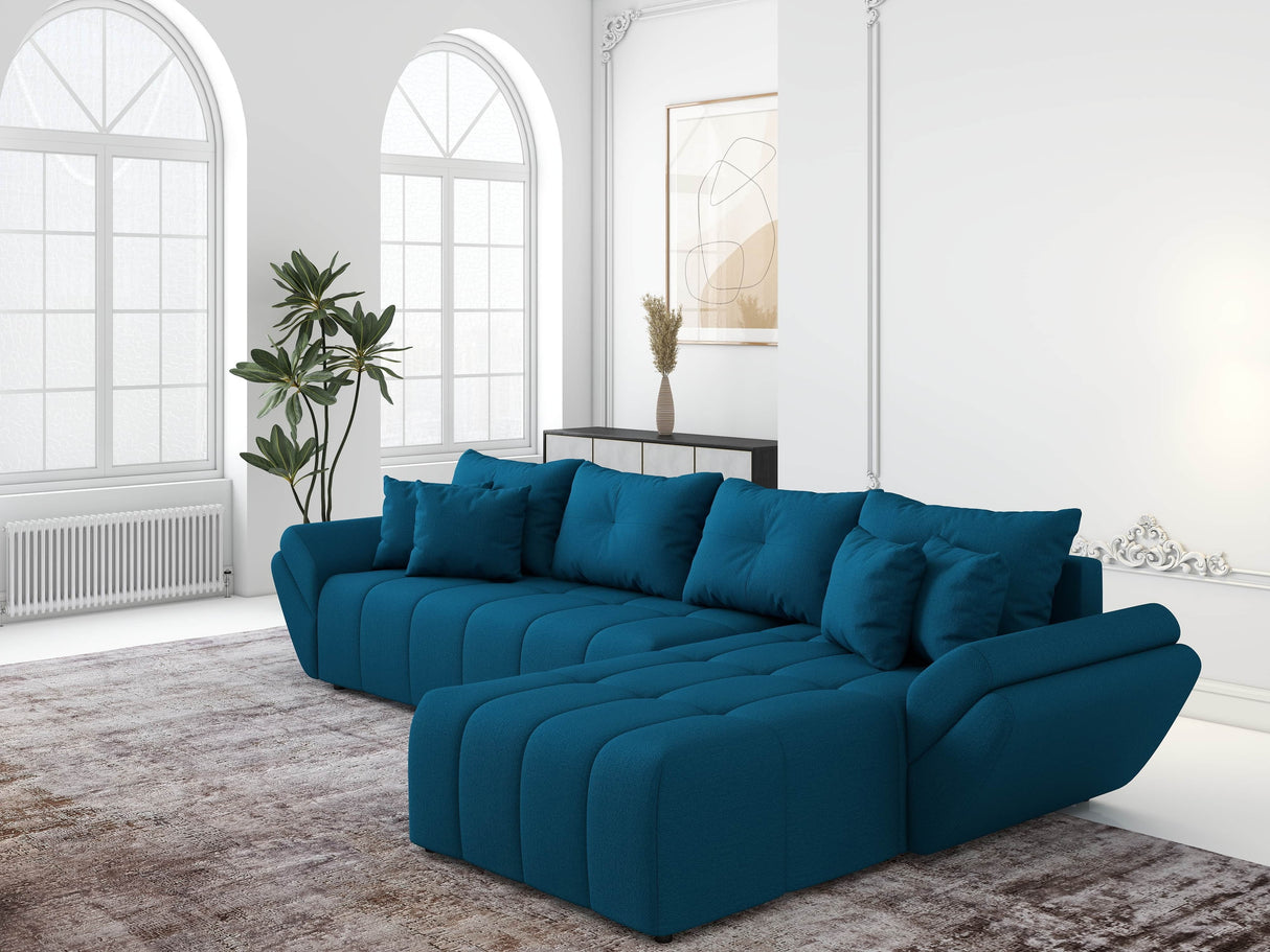 Colțar extensibil dumonde cu ladă de depozitare si sezut confortabil din spuma HR, Berlin XL Enjoy Verde Petrol 350x185 cm II Fabrica