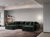Colțar extensibil dumonde cu ladă de depozitare si sezut confortabil din spuma HR, Loana U Verde Euphoria 355x185 cm Fabrica
