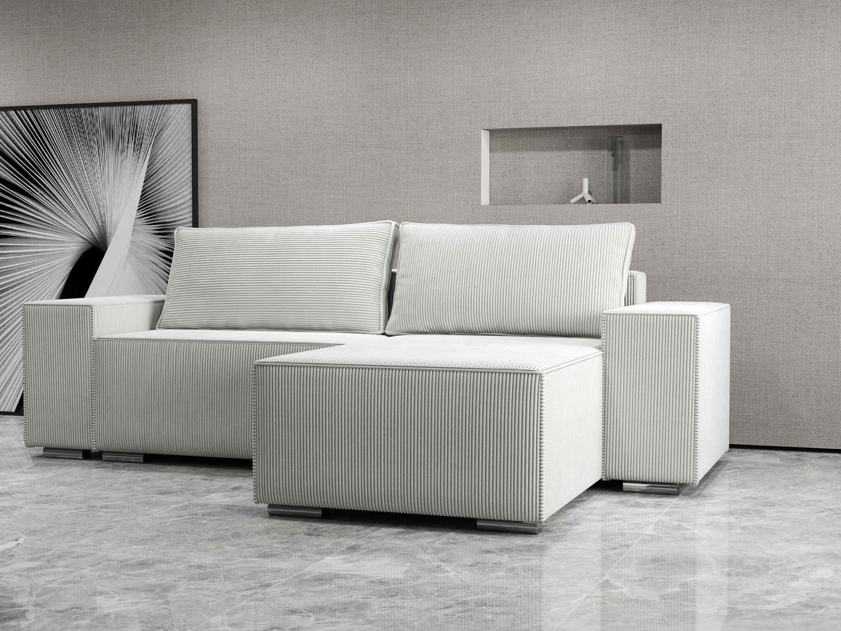 Colțar extensibil dumonde cu ladă de depozitare si sezut confortabil din spuma HR, Dream Zoom Gri 290x185 cm II Fabrica