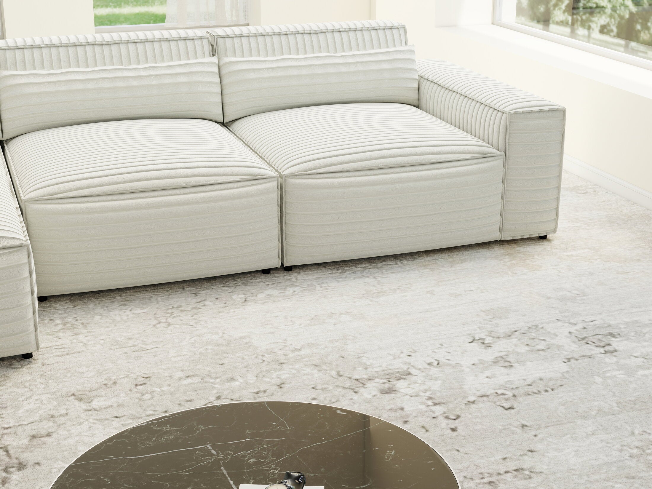 Colțar dumonde cu sezut confortabil din spuma HR, Marvelo XL Ambience Alb 366x175 cm