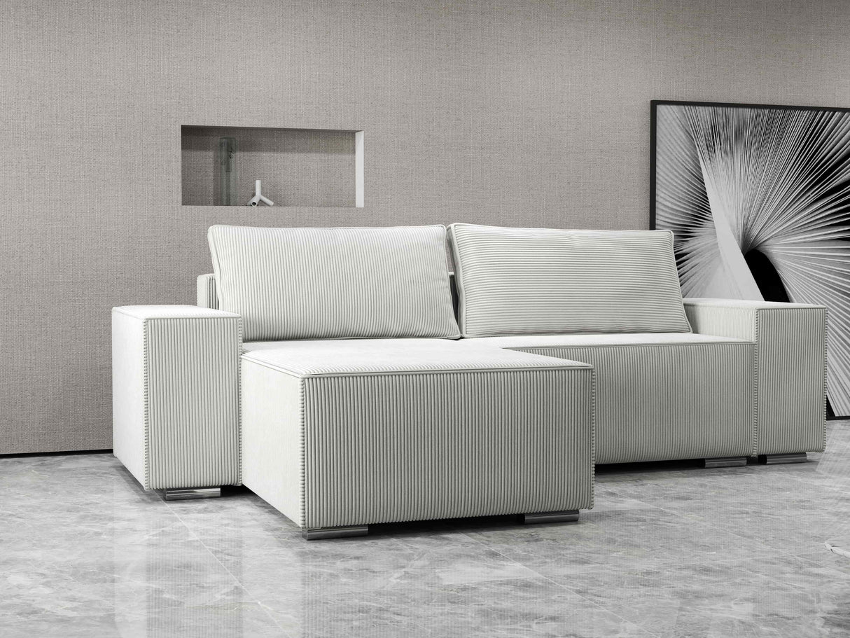 Colțar extensibil dumonde cu ladă de depozitare si sezut confortabil din spuma HR, Dream Zoom Gri 290x185 cm Fabrica