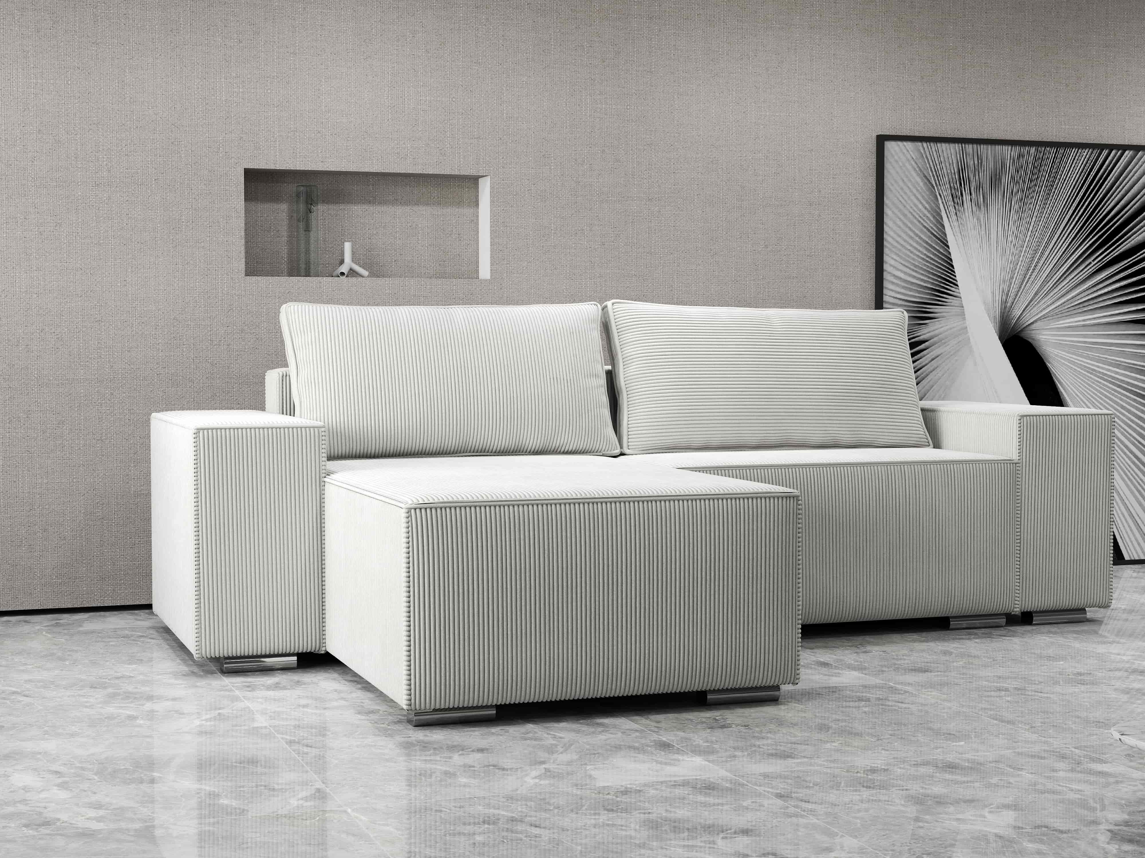 Colțar extensibil dumonde cu ladă de depozitare si sezut confortabil din spuma HR, Dream Zoom Crem 290x185 cm Fabrica