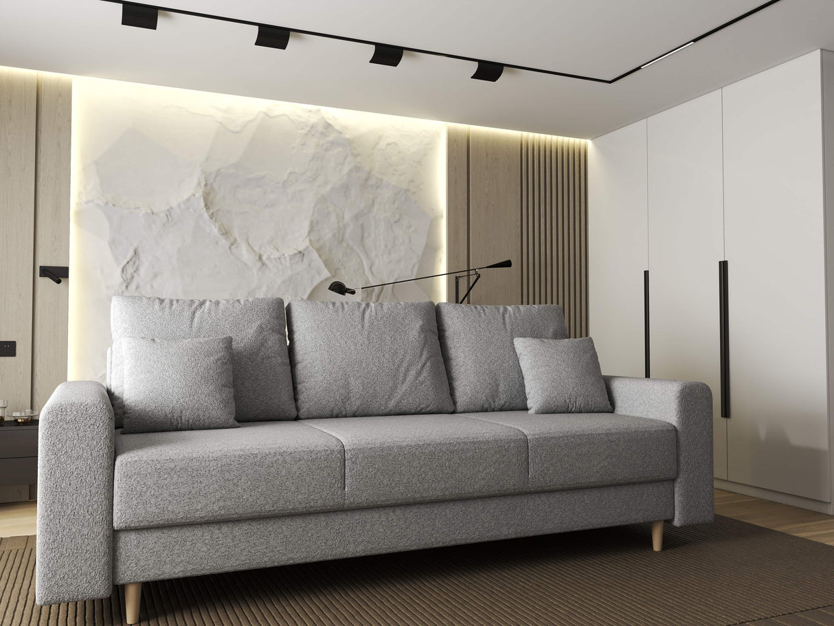 Canapea extensibilă dumonde cu ladă de depozitare si sezut confortabil din spuma HR, Kronos Euphoria Gri 210x100 cm fabrica