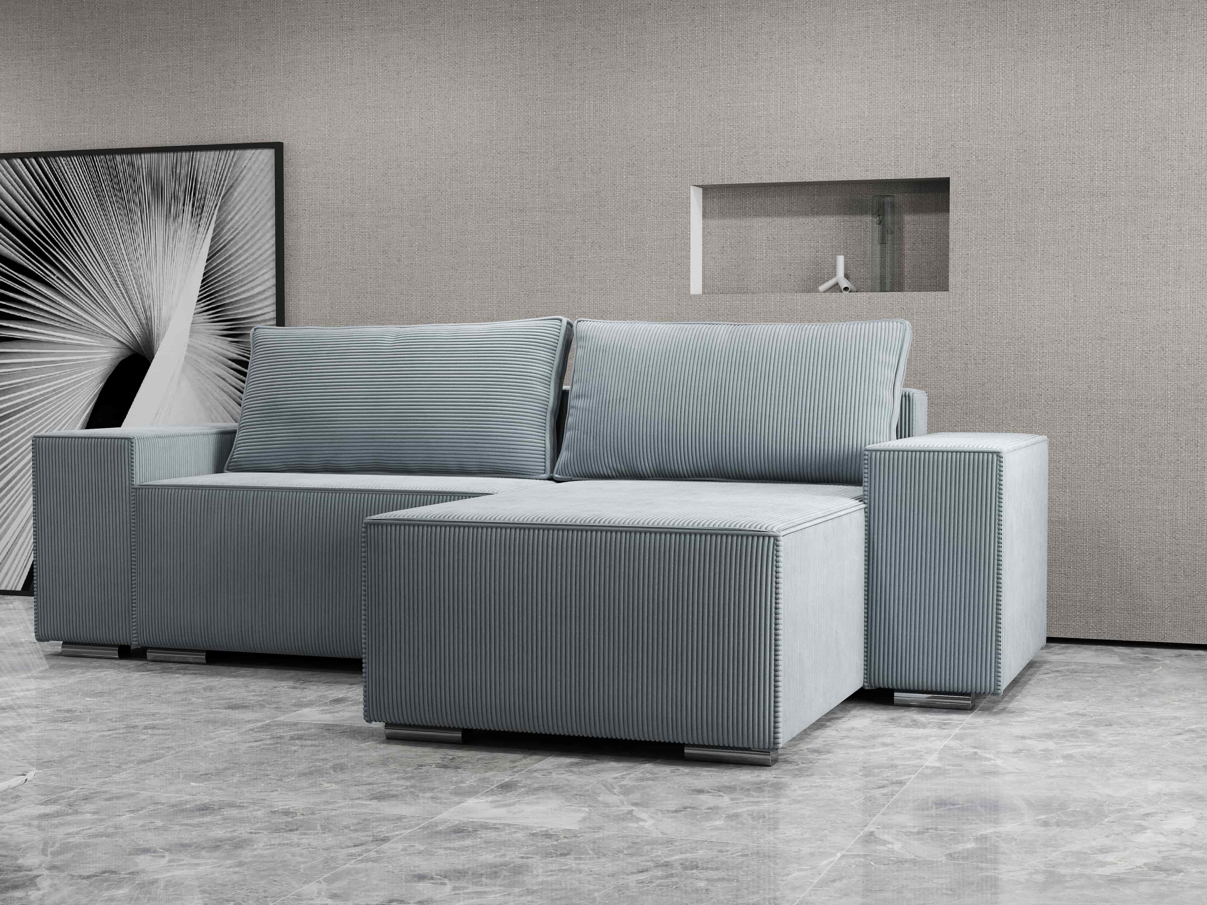 Colțar extensibil dumonde cu ladă de depozitare si sezut confortabil din spuma HR, Dream Zoom Grey 290x185 cm II Fabrica