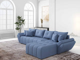 Colțar extensibil dumonde cu ladă de depozitare si sezut confortabil din spuma HR, Berlin XL Enjoy Lux Blue 350x185 cm II Fabrica