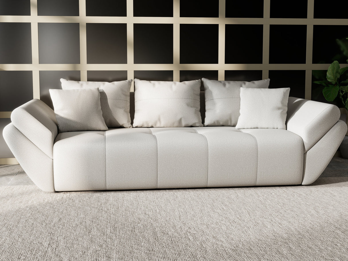 Canapea extensibilă dumonde cu ladă de depozitare si sezut confortabil din spuma HR, Berlin New Bej 250x100 cm Fabrica