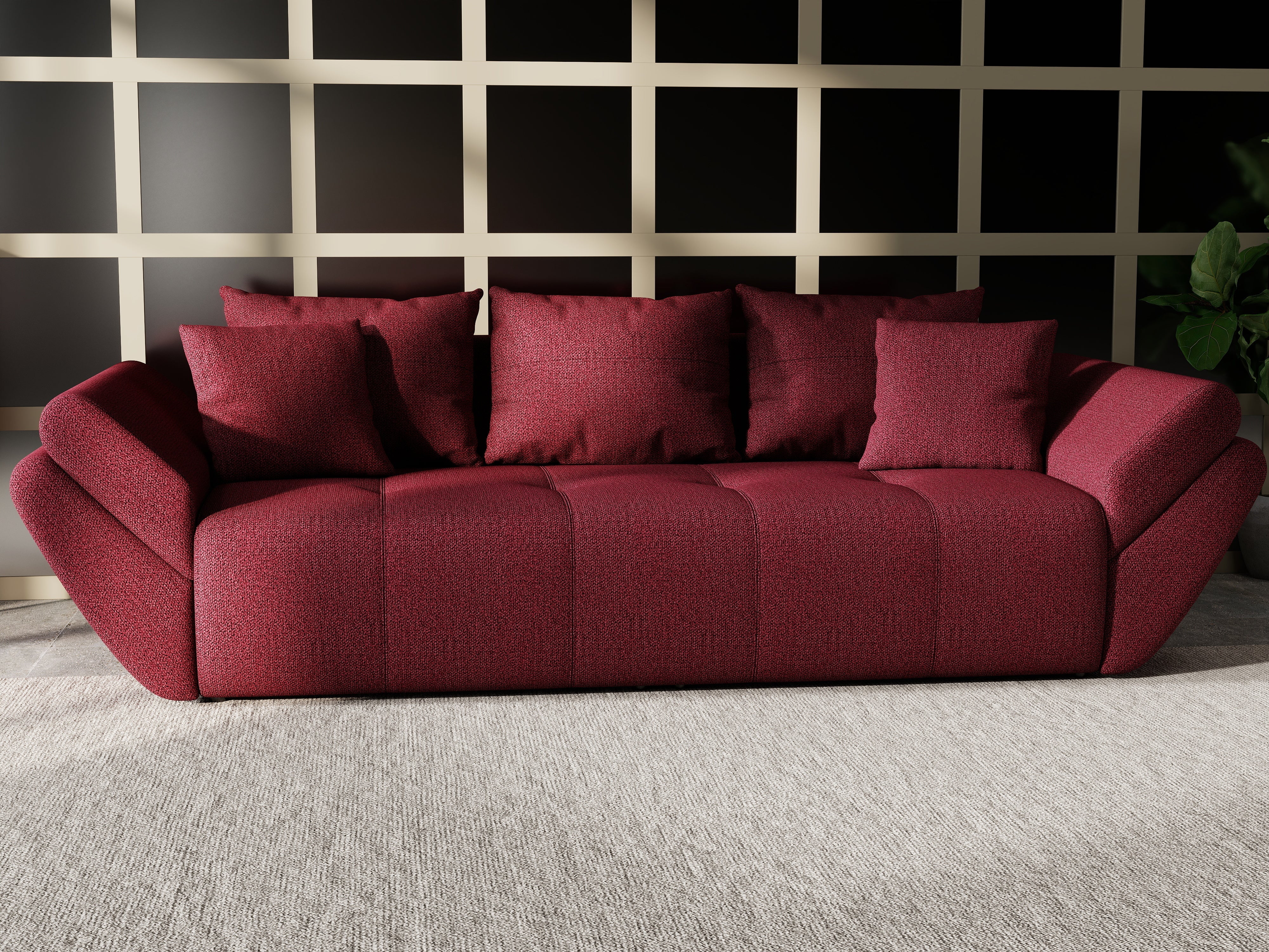 Canapea extensibilă dumonde cu ladă de depozitare si sezut confortabil din spuma HR, Berlin Red 250x100 cm Fabrica