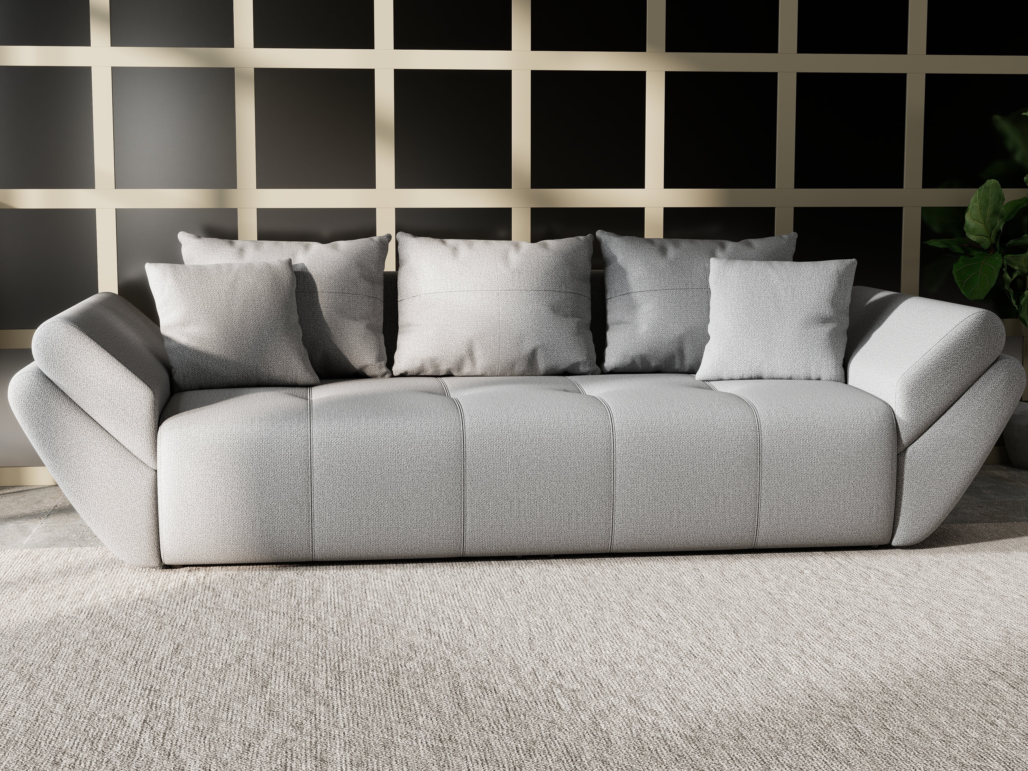 Canapea extensibilă dumonde cu ladă de depozitare si sezut confortabil din spuma HR, Berlin Grey 250x100 cm Fabrica