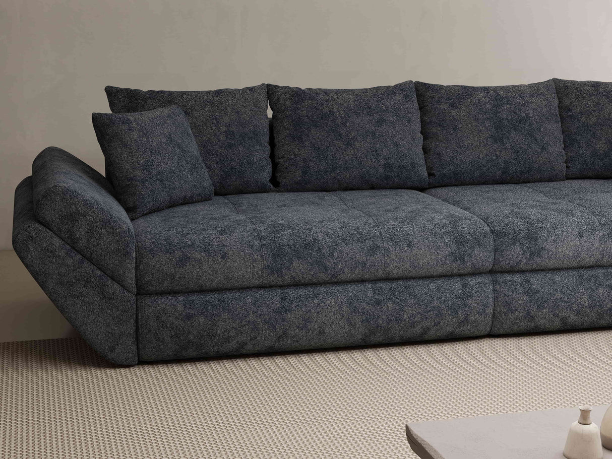 Canapea extensibilă dumonde cu ladă de depozitare si sezut confortabil din spuma HR, Loana Euphoria Gri Grafit 300x100 cm Fabrica