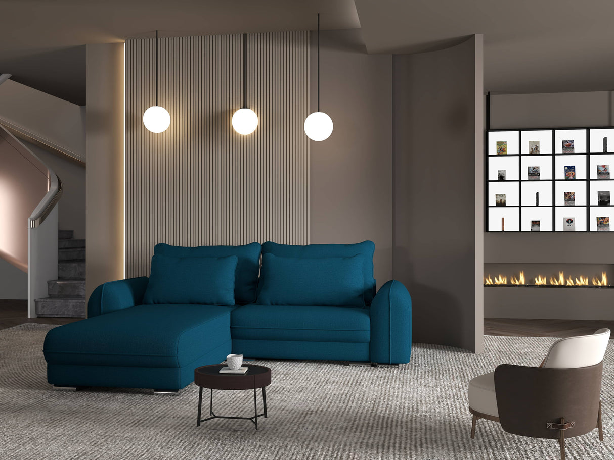 Colțar extensibil dumonde cu ladă de depozitare si sezut confortabil din spuma HR, Denver Enjoy Verde Petrol 275x185 cm Fabrica