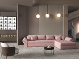 Colțar extensibil dumonde cu ladă de depozitare si sezut confortabil din spuma HR, Loana XL Royal Roz II 335x185 cm Fabrica