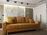 Canapea extensibilă dumonde cu ladă de depozitare si sezut confortabil din spuma HR, Kronos Royal Mustar 210x100 cm fabrica