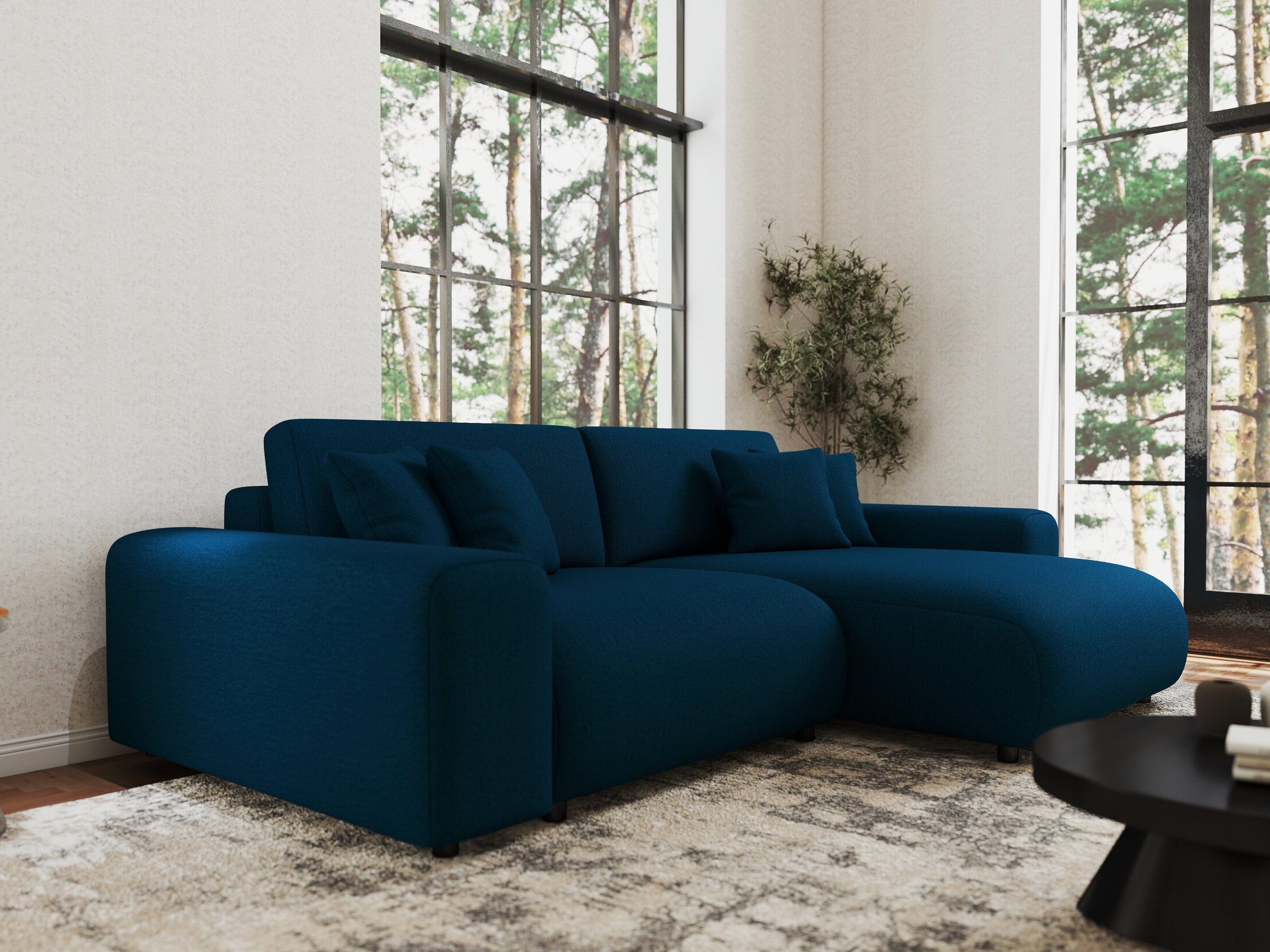 Colțar extensibil dumonde cu ladă de depozitare si sezut confortabil din spuma HR, Sarina Enjoy Verde Petrol 255x168 cm II