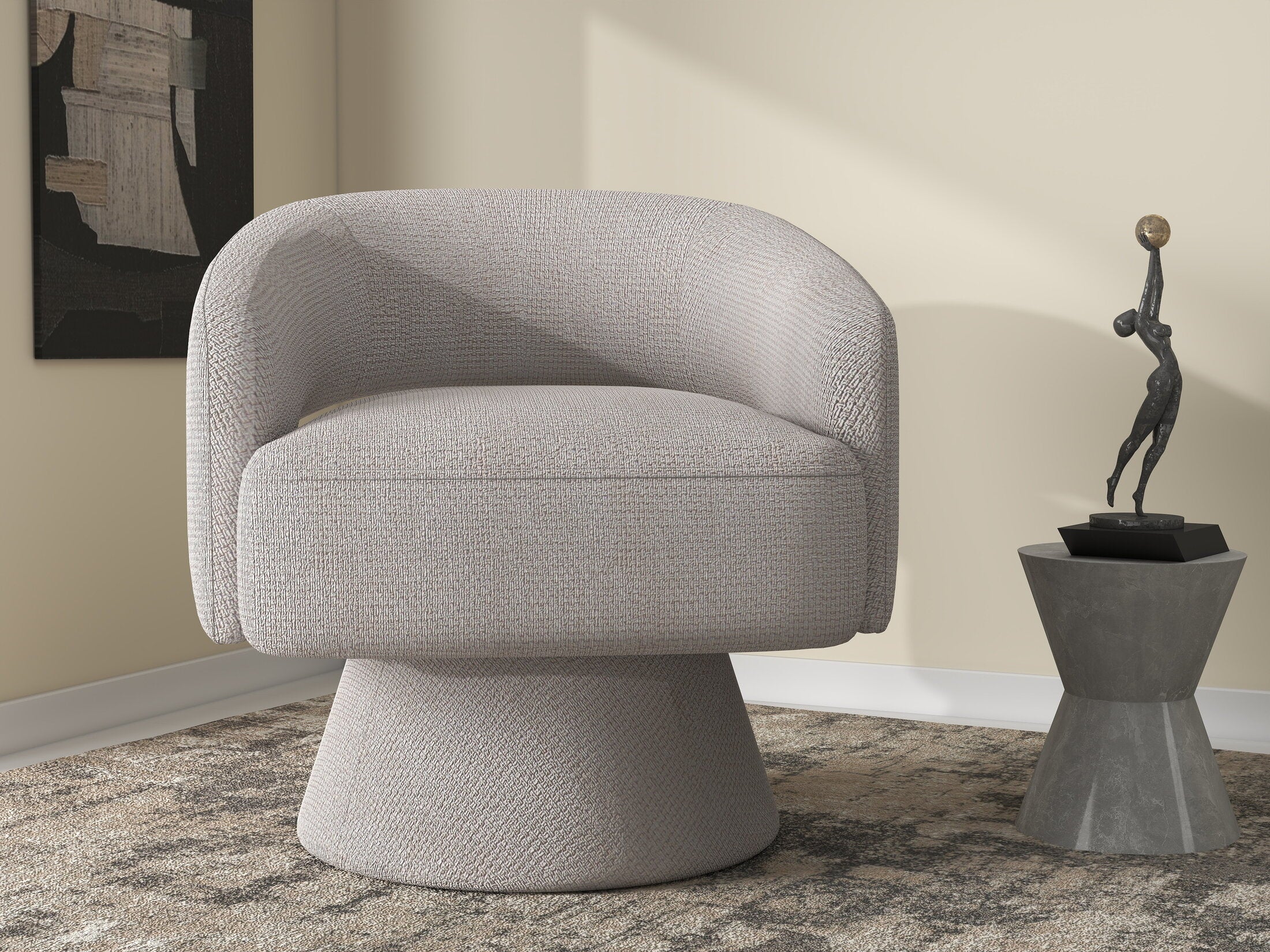 Fotoliu dumonde tapitat Bej modern Solenne 71x68cm