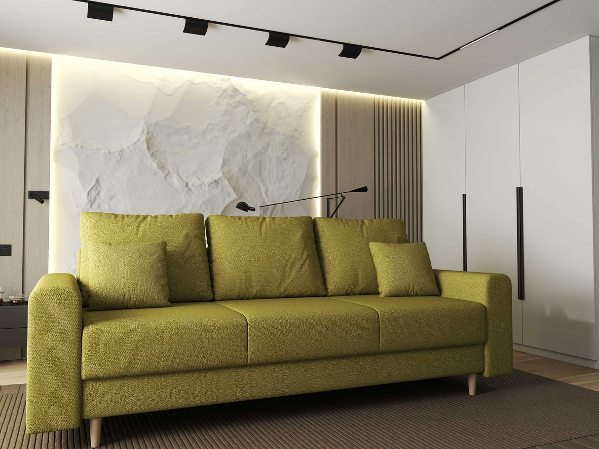 Canapea extensibilă dumonde cu ladă de depozitare si sezut confortabil din spuma HR, Kronos Enjoy Verde 210x100 cm fabrica