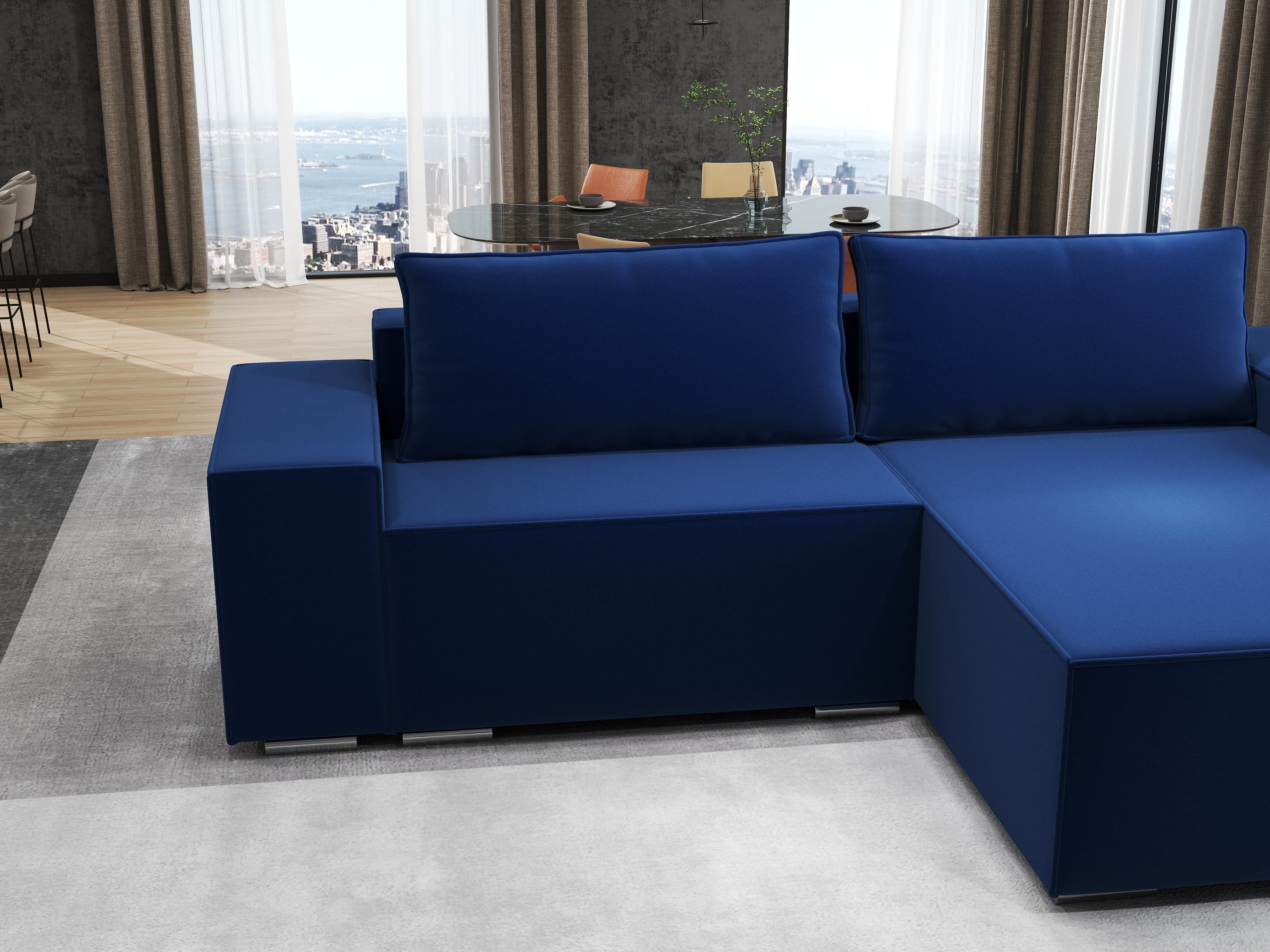 Colțar extensibil dumonde cu ladă de depozitare si sezut confortabil din spuma HR, Dream Royal Albastru 290x185 cm II Fabrica