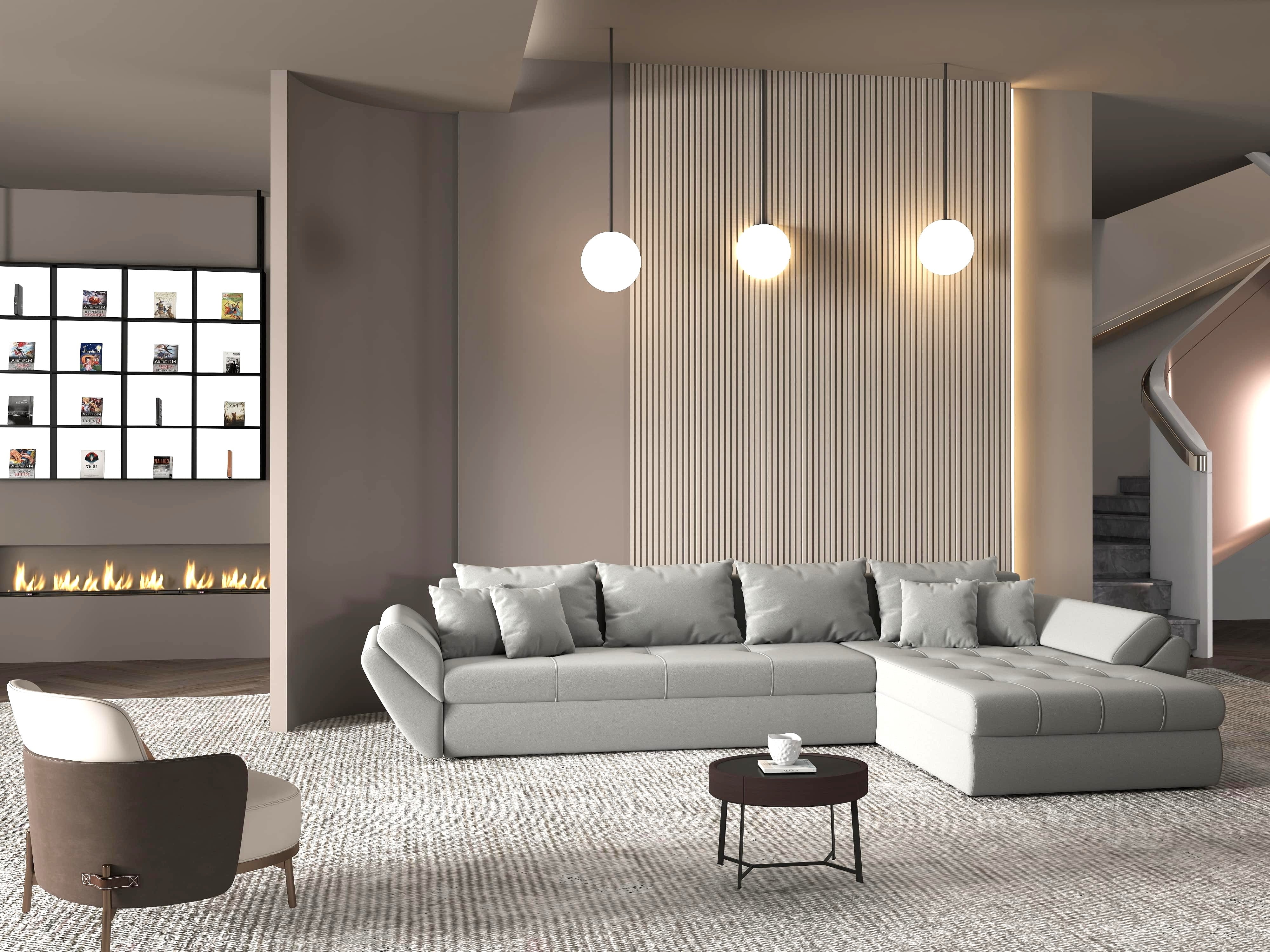 Colțar extensibil dumonde cu ladă de depozitare si sezut confortabil din spuma HR, Loana XL Royal Antracit II 335x185 cm