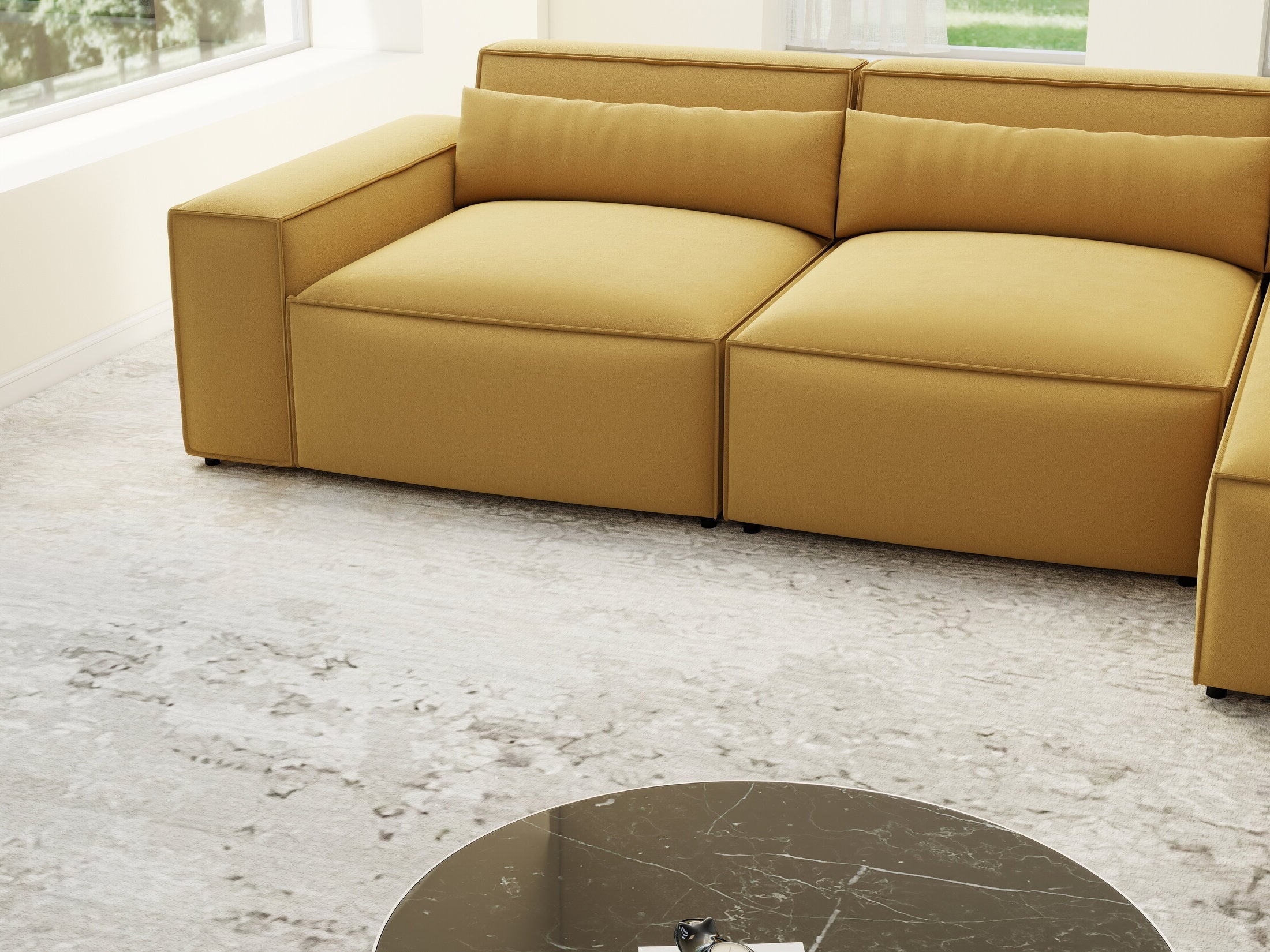 Colțar dumonde cu sezut confortabil din spuma HR, Marvelo XL Royal Mustar 366x175 cm II